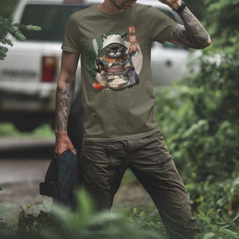 Tokio Japan, Samurai cat tee, Samurai Cat, Tattoo Style Shirt, Samurai, Ninja, Samurai Kitten, Ninja cat tshirt, Ninja Cat, kawaii, Japanese Kawaii, Ninja Cat T-Shirt,  Japanese Calligraphy, gift for him, gift for her, gift for cat lover, Cat Lover T-Shirt