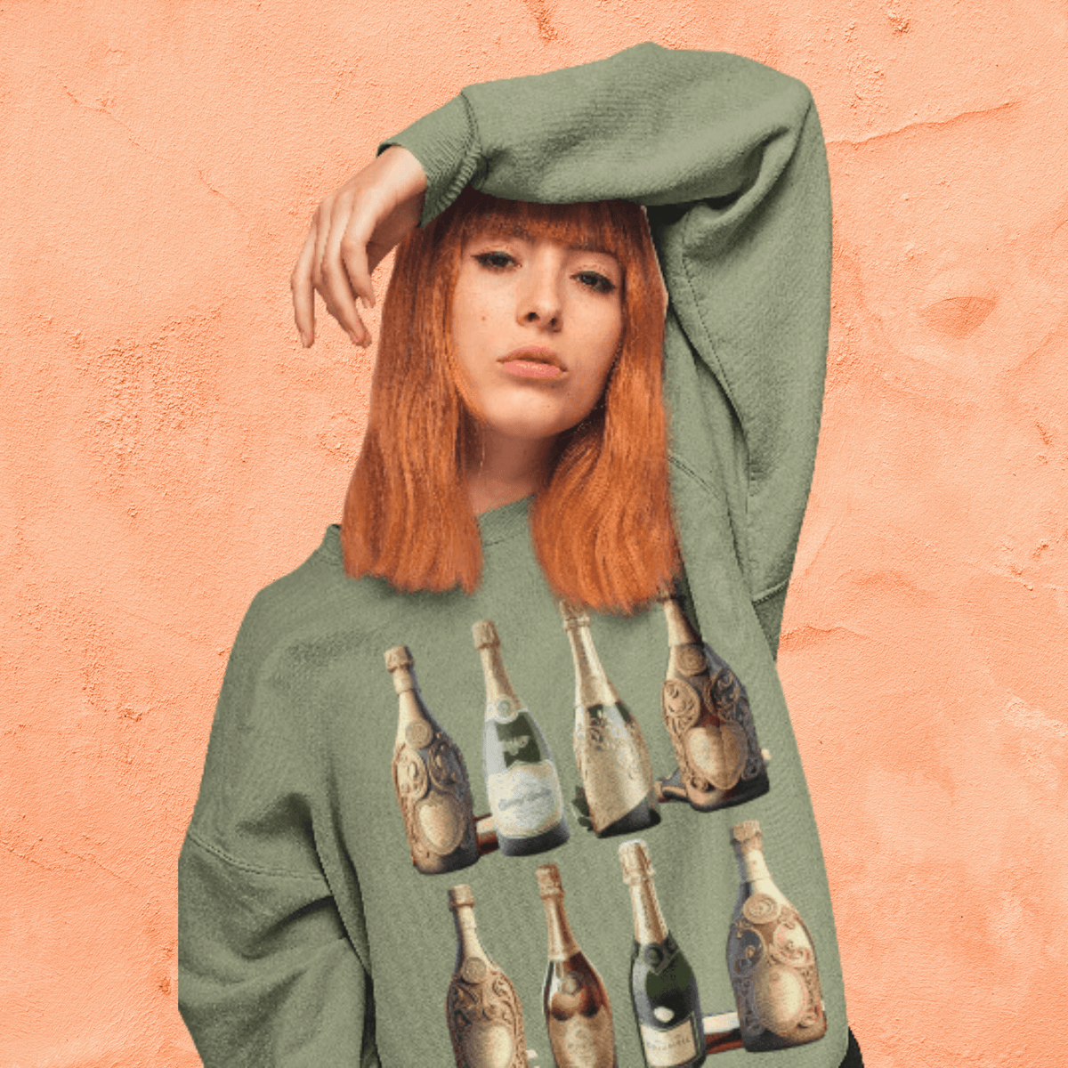 Military Green- yes way rose shirt, liquor t-shirt, gift for mom, gift for him, gift for her, gift for champagne lovers, drinking tee, champagne sweatshirt, champagne shirt, champagne problems sweatshirt, champagne lovers, champagne bottles tee, alcohol tee