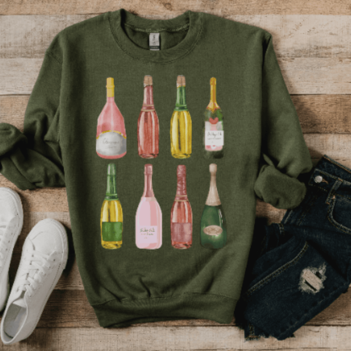 Military Green- yes way rose shirt, liquor t-shirt, gift for mom, gift for him, gift for her, gift for champagne lovers, drinking tee, champagne sweatshirt, champagne shirt, champagne problems sweatshirt, champagne lovers, champagne bottles tee, alcohol tee