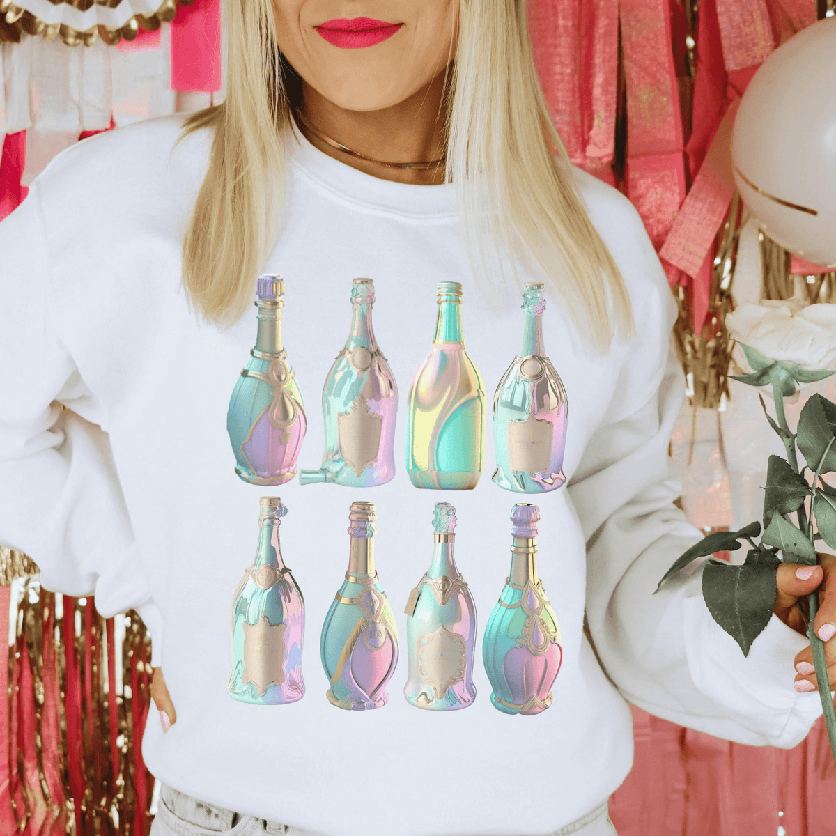 White- yes way rose shirt, liquor t-shirt, gift for mom, gift for him, gift for her, gift for champagne lovers, drinking tee, champagne sweatshirt, champagne shirt, champagne problems sweatshirt, champagne lovers, champagne bottles tee, alcohol tee