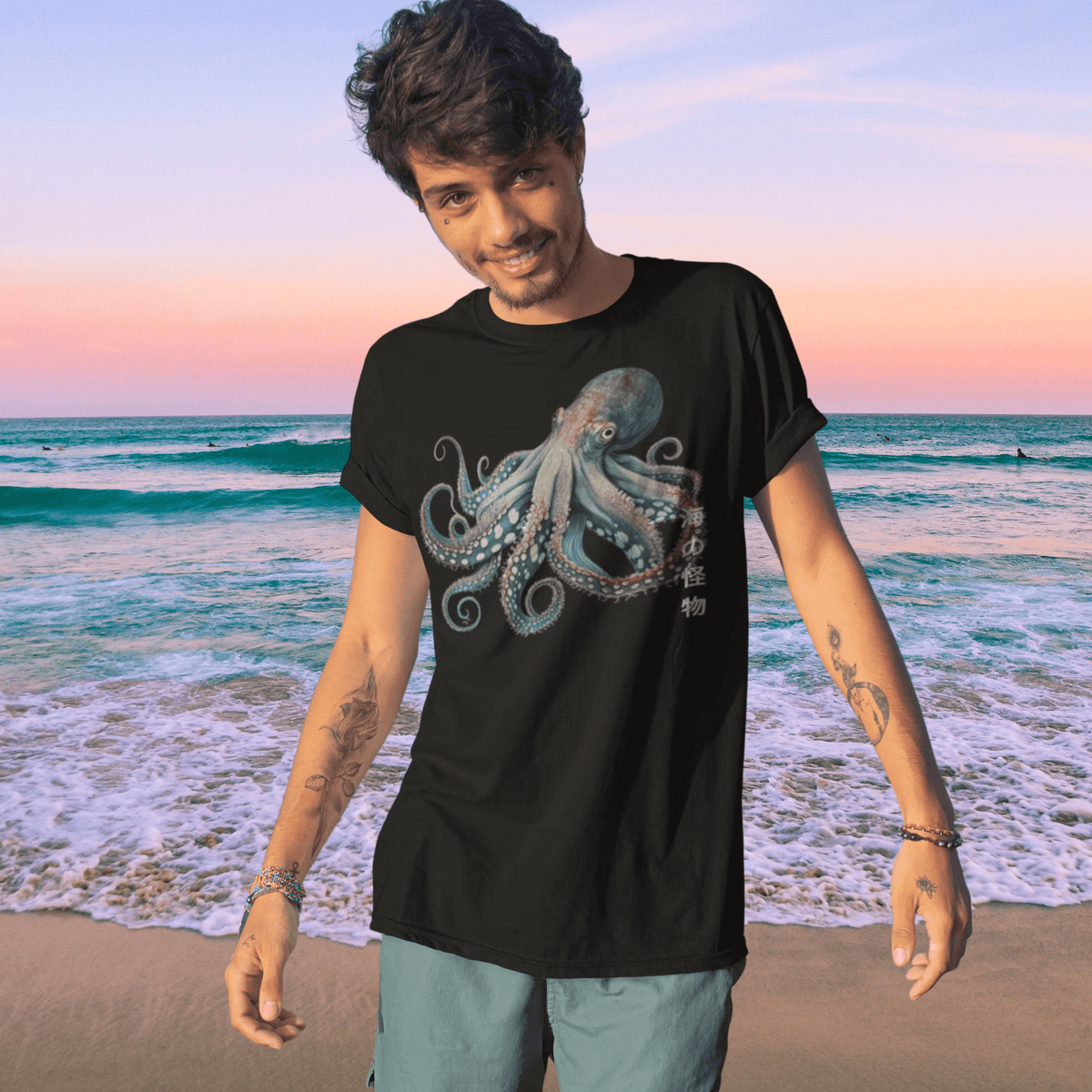 Japanese Calligraphy Kraken Tshirt