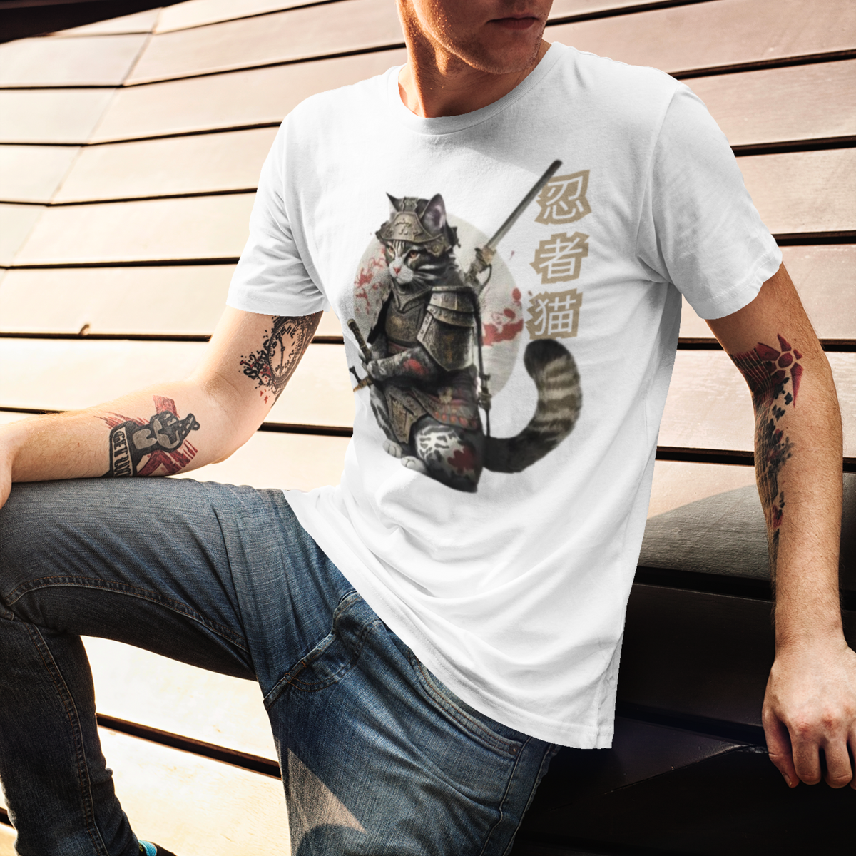 White Color- Tokio Japan,  Samurai cat tee,  Samurai Cat, Tattoo Style Shirt,  Samurai cat,  Samurai,  Ninja, Samurai Kitten,  Ninja cat tshirt,  Ninja Cat,  kawaii,  Japanese Kawaii, Ninja Cat T-Shirt,  Japanese Calligraphy,  gift for him,  gift for her,  gift for cat lover,  Cat Lover T-Shirt