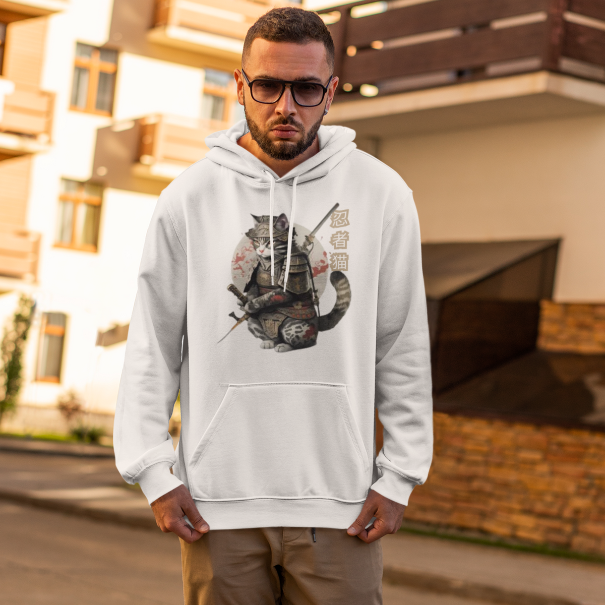 White- Tokio Japan,  Samurai cat hoodie,  Samurai Cat, Tattoo Style hoodie,  Samurai cat,  Samurai,  Ninja, Samurai Kitten,  Ninja cat hoodie,  Ninja Cat,  kawaii,  Japanese Kawaii, Ninja Cat hoodie,  Japanese Calligraphy,  gift for him,  gift for her,  gift for cat lover,  Cat Lover hoodie
