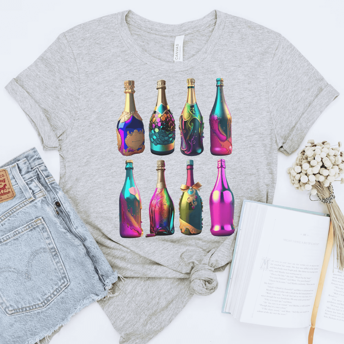 Athletic Heather- yes way rose shirt, liquor t-shirt, gift for mom, gift for him, gift for her, gift for champagne lovers, drinking tee, champagne sweatshirt, champagne shirt, champagne problems sweatshirt, champagne lovers, champagne bottles tee, alcohol tee