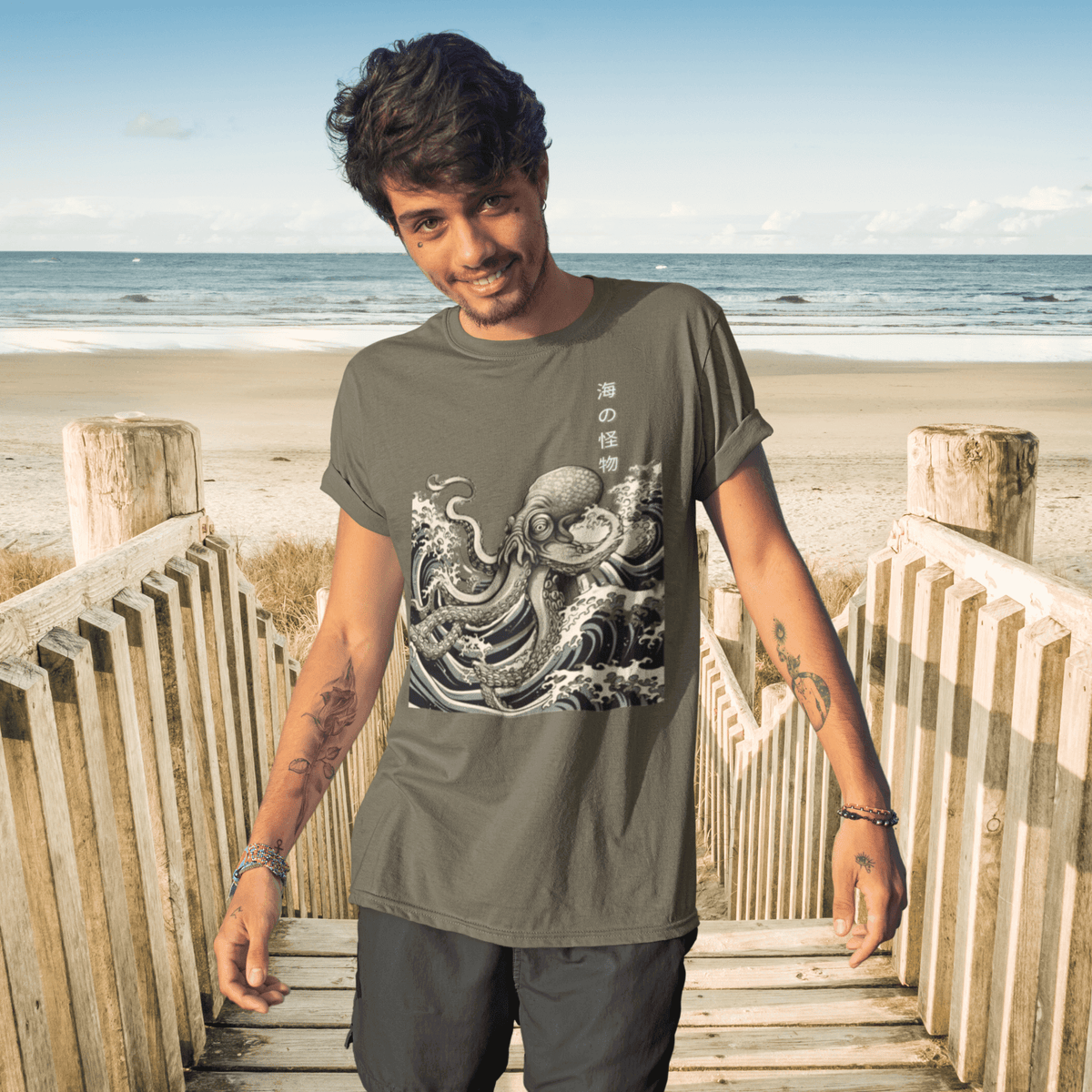 Army- Japanese Octopus Tshirt, Japanese Calligraphy T Shirt, Gyotaku, Traditional Art, Japan Anime, Manga, Gold Print, Yoga, Martial Arts, Samurai, Mens Womens Printed Tee, Gift for him, Gift for dad, Japanese art, Japanese Culture apparel, Japanese Graphic Tee, ryohei fuke, david finch, oriental, wimmelbilder, kurzgesagt, shodo, manga style, carl eugen keel, maritime scenes,  otto müller