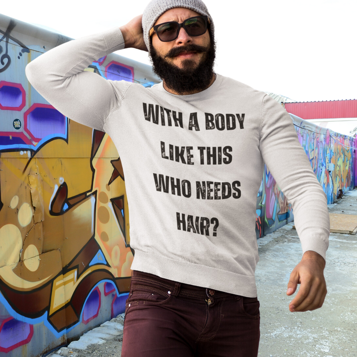 With a Body Like This Who Needs Hair, Funny Shirt for Men, Fathers Day Gift, Husband Gift, Humor Tshirt, Dad Gift, Mens Shirt, Sarcastic Tee, sweatshirt