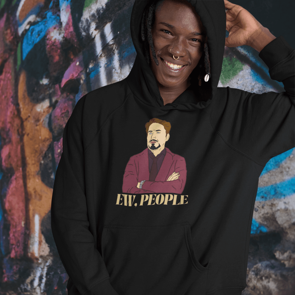 Black- Hooded Sweatshirt, Funny Hoodie, Introvert Apparel, Humor Clothing, Statement Hoodie, Cozy Comfort, Quirky Fashion, Sassy Style, Casual Wear, Playful Prints, Personality Clothing, Witty Attire, Anti-Social Vibes, Relaxed Fit, Introvert Pride, Lighthearted Layers, Conversational Hoodie, Solitude Fashion, Unique Statements, Weekend Lounge, Attitude Attire, Chill Outfits, ew people, ew people hoodie, ew people tee