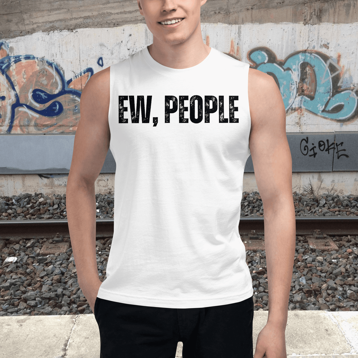 Muscle Shirt, Humor Clothing, Introvert Apparel, Statement Print, Modern Fit, Quirky Fashion, Sassy Style, Gym Wear, Casual Attire, Playful Prints, Confidence Booster, Expressive Fashion, Anti-Social Vibes, Sleek Design, Comfortable Charm, Personality Piece, Lighthearted Attire, Conversational Shirt, Attitude Wear, Unique Statements, Bold and Confident, Express Yourself, ew people, ew people tee, ew people muscle shirt, ew people top tank