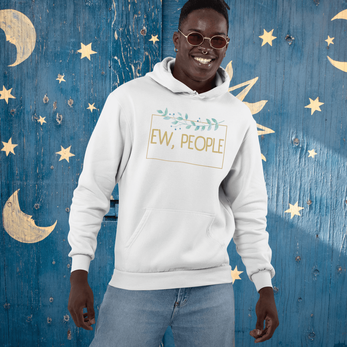 White- Hooded Sweatshirt, Funny Hoodie, Introvert Apparel, Humor Clothing, Statement Hoodie, Cozy Comfort, Quirky Fashion, Sassy Style, Casual Wear, Playful Prints, Personality Clothing, Witty Attire, Anti-Social Vibes, Relaxed Fit, Introvert Pride, Lighthearted Layers, Conversational Hoodie, Solitude Fashion, Unique Statements, Weekend Lounge, Attitude Attire, Chill Outfits, ew people, ew people hoodie, ew people tee