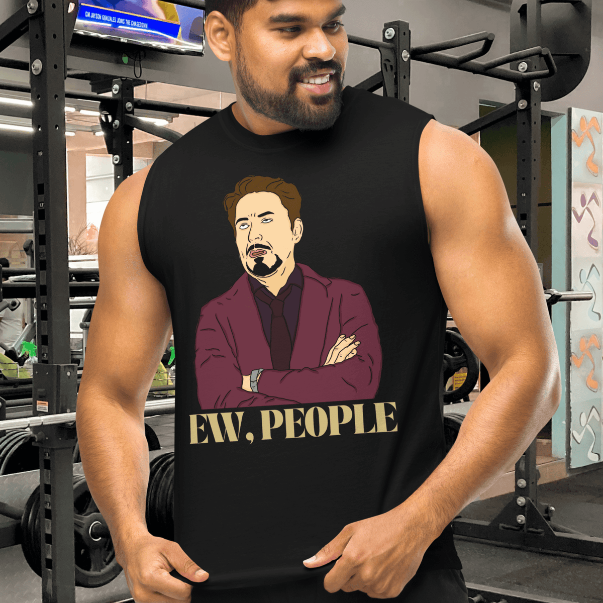 Black- Muscle Shirt, Humor Clothing, Introvert Apparel, Statement Print, Modern Fit, Quirky Fashion, Sassy Style, Gym Wear, Casual Attire, Playful Prints, Confidence Booster, Expressive Fashion, Anti-Social Vibes, Sleek Design, Comfortable Charm, Personality Piece, Lighthearted Attire, Conversational Shirt, Attitude Wear, Unique Statements, Bold and Confident, Express Yourself, ew people, ew people tee, ew people muscle shirt, ew people top tank