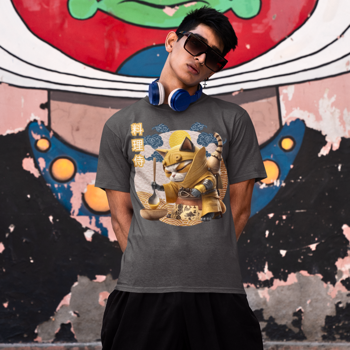 Asphalt- Tokyo Japan  Streetwear  Samurai Sword  Samurai Cat Tattoo Style Shirt  Ninja Samurai Kitten  kawaii tee  Japanese Shirt  Japanese Kawaii Ninja Cat T-Shirt  Japanese Graphic Tee  Japanese apparel  Gift for him  Gift for dad  Cat Lover T-Shirt