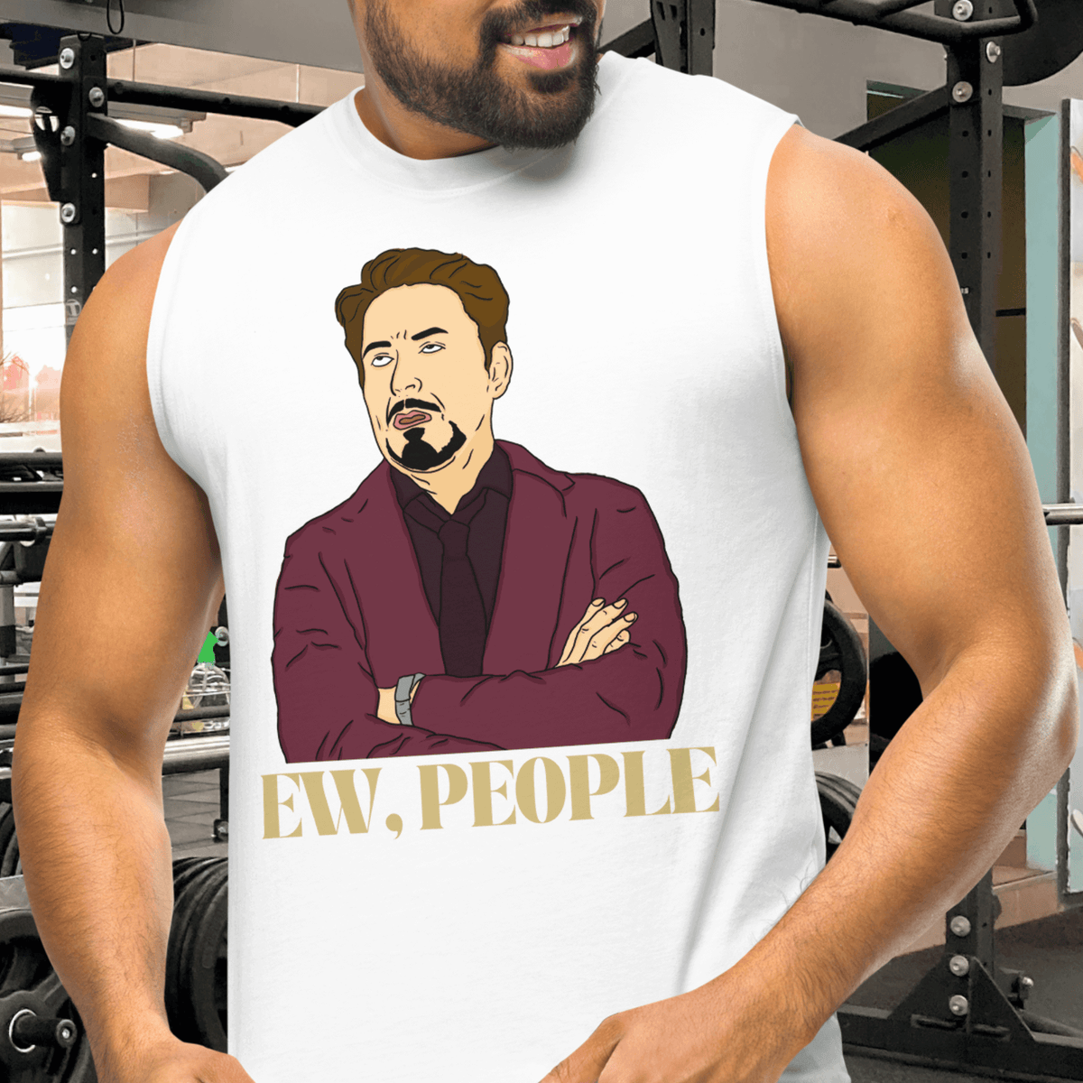 White- Muscle Shirt, Humor Clothing, Introvert Apparel, Statement Print, Modern Fit, Quirky Fashion, Sassy Style, Gym Wear, Casual Attire, Playful Prints, Confidence Booster, Expressive Fashion, Anti-Social Vibes, Sleek Design, Comfortable Charm, Personality Piece, Lighthearted Attire, Conversational Shirt, Attitude Wear, Unique Statements, Bold and Confident, Express Yourself, ew people, ew people tee, ew people muscle shirt, ew people top tank