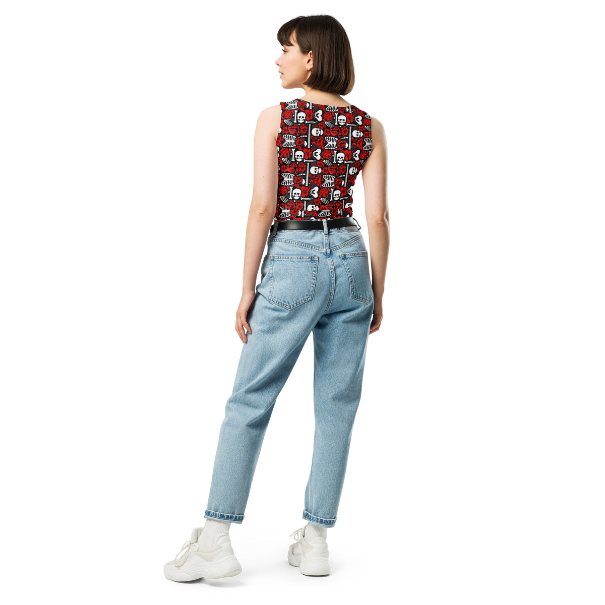 skull shirt  Skull crop top  rockabilly shirt  rockabilly crop top  rebellious shirt  punk rocker  hot topic  goth top  gift for her  gift for girlfriend  flowers shirt  flowers and skulls  emo top