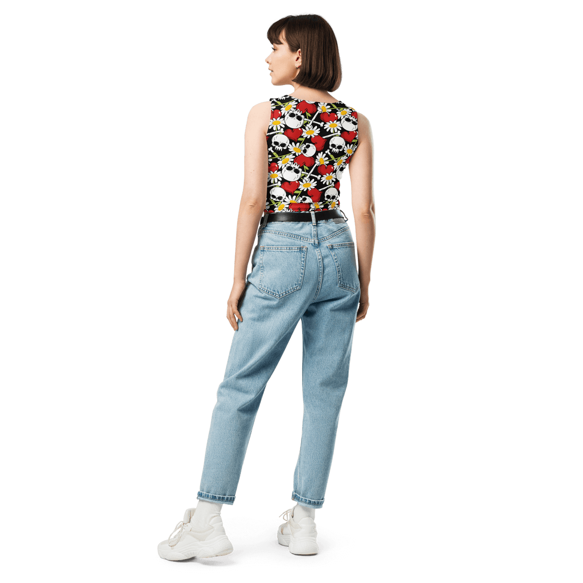 skull shirt  Skull crop top  rockabilly shirt  rockabilly crop top  rebellious shirt  punk rocker  hot topic  hearts crop top  goth top  gift for her  gift for girlfriend  flowers shirt  flowers and skulls  emo top