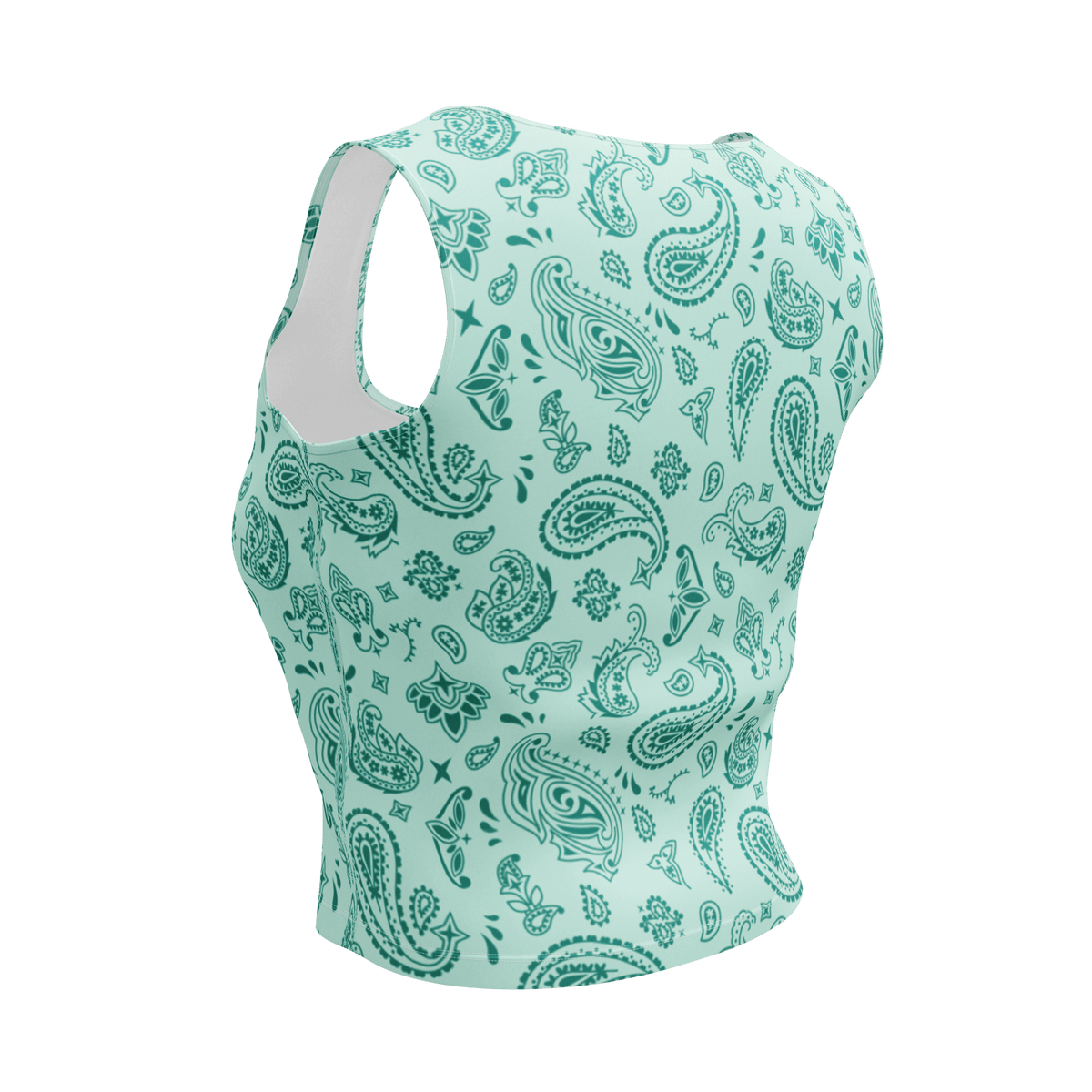 Handkerchief Print, Boho Chic, Crop Top Style, Unique Design, Trendy Fashion, Statement Piece, Versatile Crop, Fashion Forward, Eye-Catching Print, Effortless Elegance