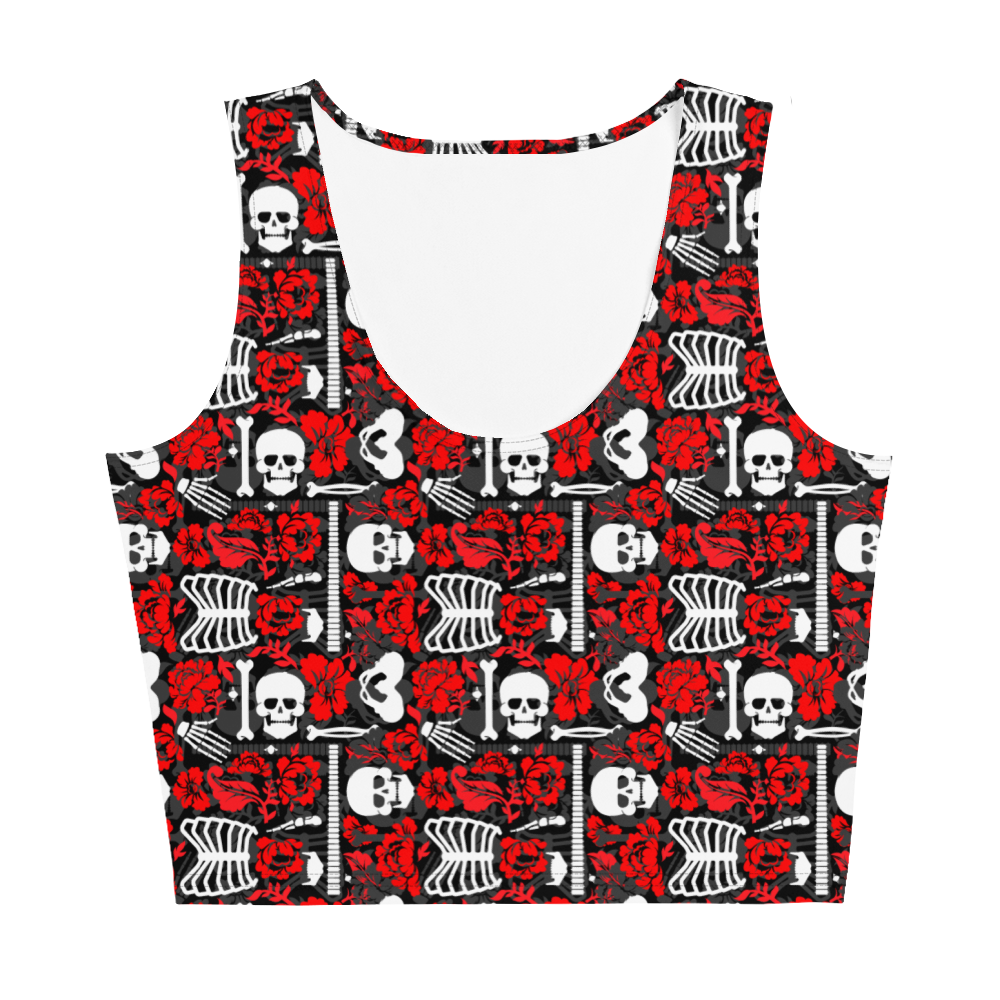 skull shirt  Skull crop top  rockabilly shirt  rockabilly crop top  rebellious shirt  punk rocker  hot topic  goth top  gift for her  gift for girlfriend  flowers shirt  flowers and skulls  emo top