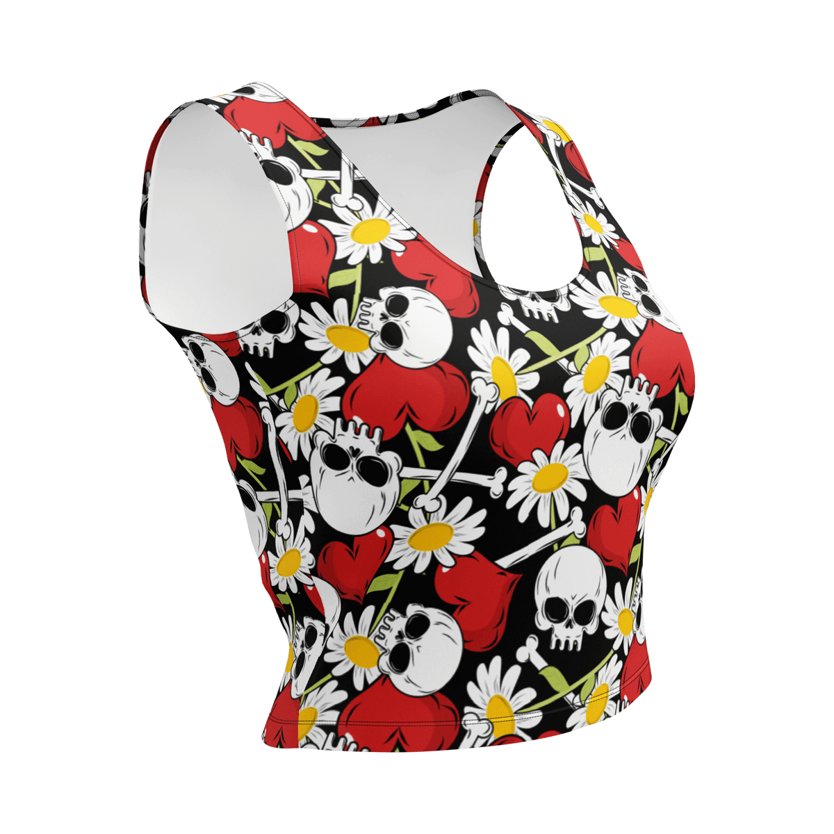 skull shirt  Skull crop top  rockabilly shirt  rockabilly crop top  rebellious shirt  punk rocker  hot topic  hearts crop top  goth top  gift for her  gift for girlfriend  flowers shirt  flowers and skulls  emo top