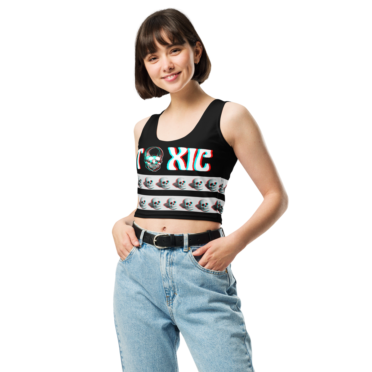 Skull Crop Top, Skulls Shirt, Stereotypical Rebellious Shirt, Rockabilly Crop Top, Punk Rocker, Hot Topic type, Goth Top, Emo, Gift for Her 