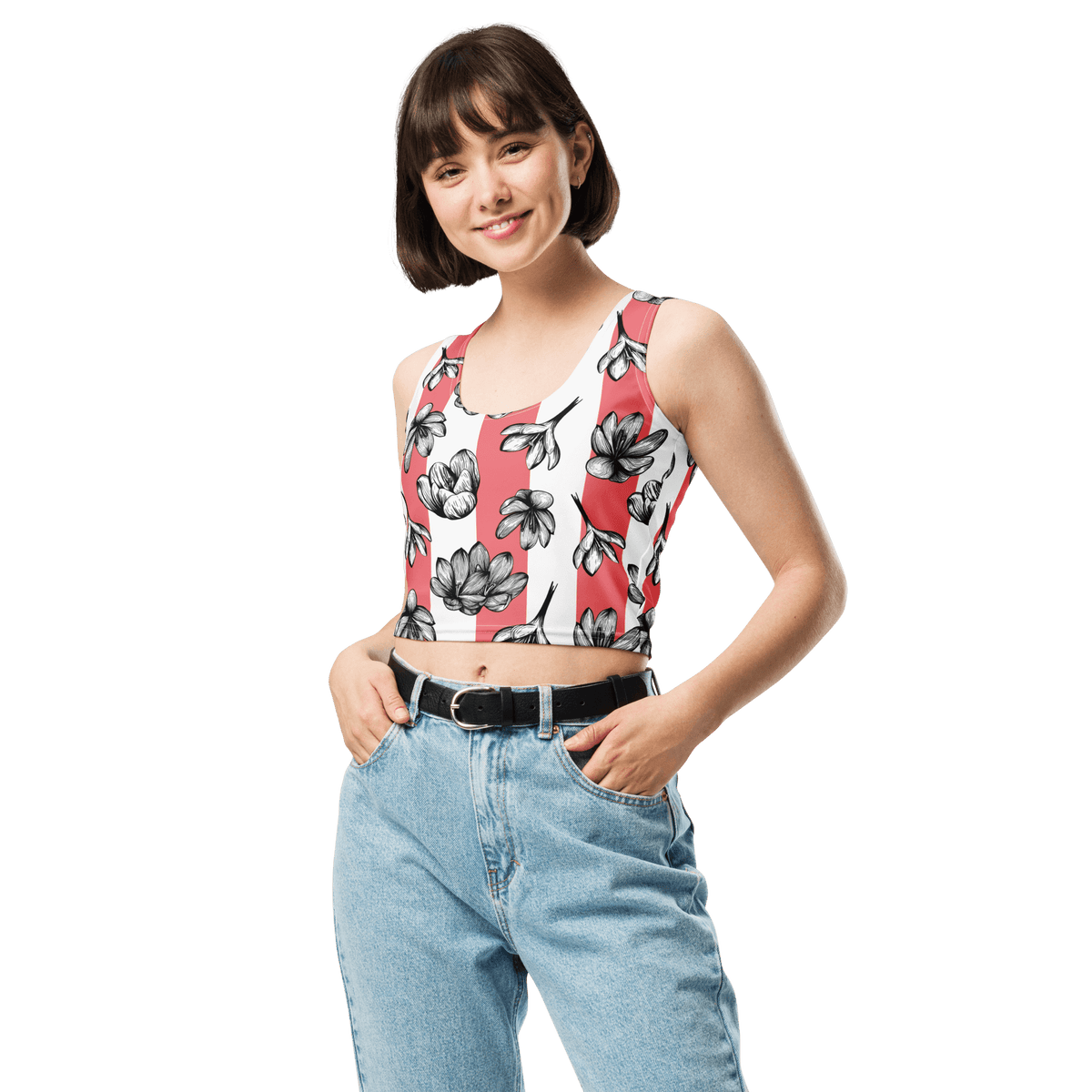 Floral Fashion, Blooms Crop Top, Garden Vibes, Petal Perfection, Flower Power, Botanical Beauty, Blossom Chic, Nature-Inspired, Trendy Florals, Statement Piece