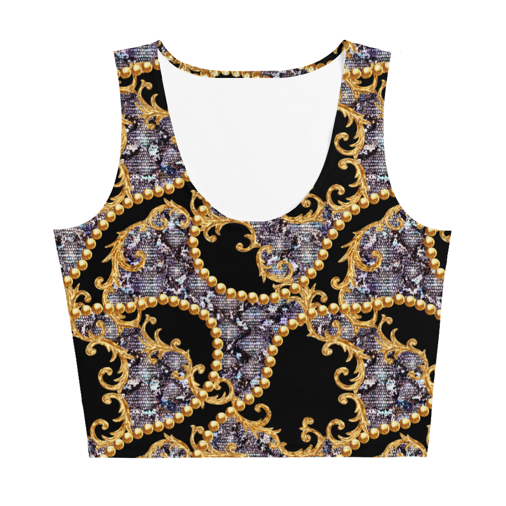 Black and Gold Elegance, Glamorous Crop Top, Chic Fashion, Indelible Style, Enchanting Radiance, Figure-Flattering Design, Impeccable Craftsmanship, Confidence Booster, Grace and Allure, Rich Black Hue, Lustrous Gold Embellishments, Harmonious Fusion, Power and Beauty, Sensational Style, Wardrobe Essential, Fashion Game Elevated, Magical Allure, Elegant Panache, Must-Have Addition, Dazzling Heights