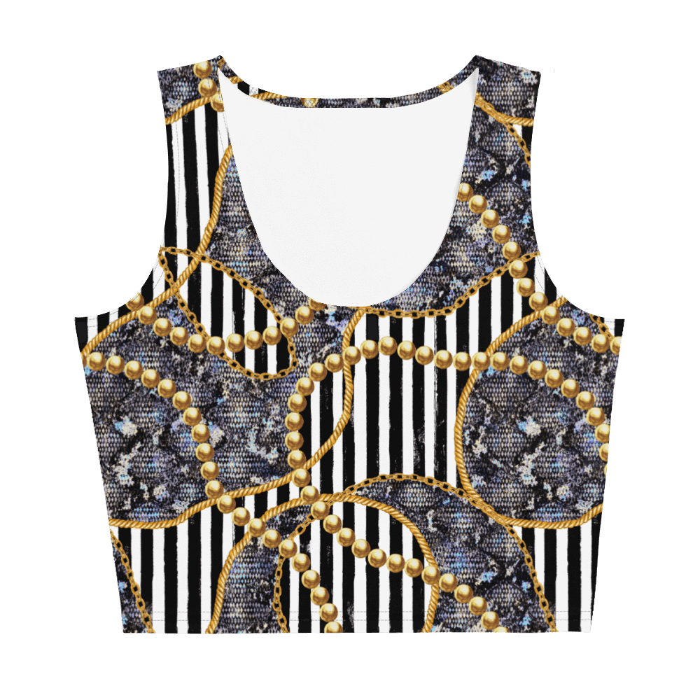 Black and Gold Elegance, Glamorous Crop Top, Chic Fashion, Indelible Style, Enchanting Radiance, Figure-Flattering Design, Impeccable Craftsmanship, Confidence Booster, Grace and Allure, Rich Black Hue, Lustrous Gold Embellishments, Harmonious Fusion, Power and Beauty, Sensational Style, Wardrobe Essential, Fashion Game Elevated, Magical Allure, Elegant Panache, Must-Have Addition, Dazzling Heights