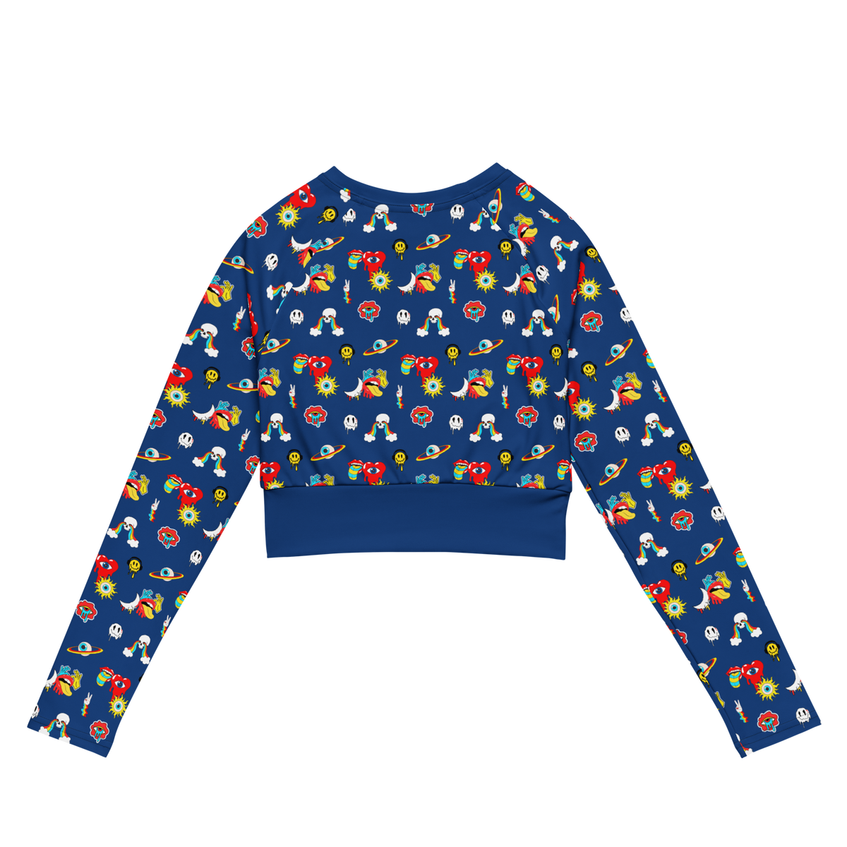 Velisse Origin Long-sleeve crop top, crop top, SPF top, minimalistic top, minimalistic swimwear, minimalistic bikini top, black long sleeve, psychedelic
