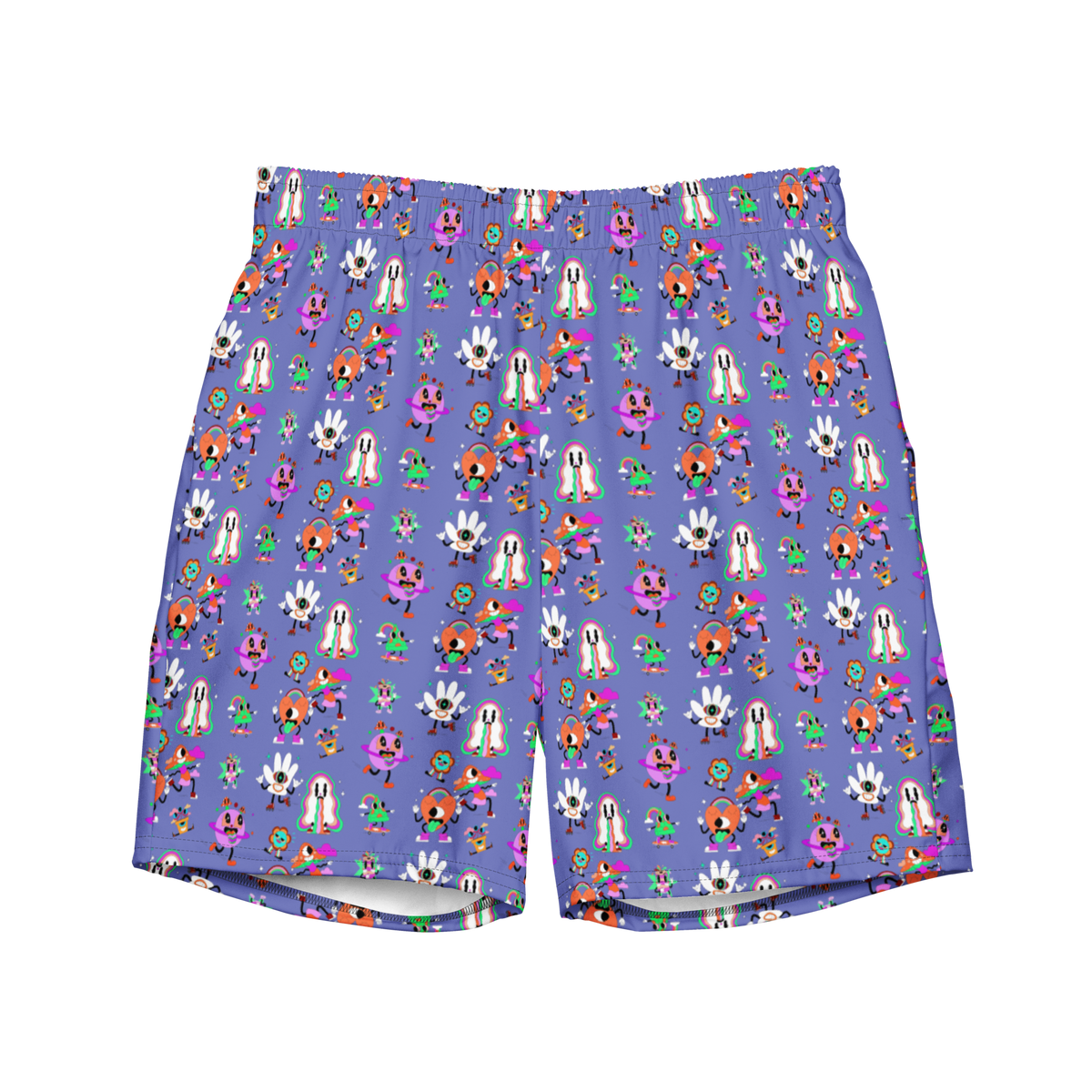 Whimsy, Wonderland, Men's Swim Trunks, Swimwear, Beachwear, Summer, Activewear, Fantasy, Trendy, Fashion, Vacation, Pool, Quick-Dry, Comfortable, Stylish, Unique, Fun, Colorful