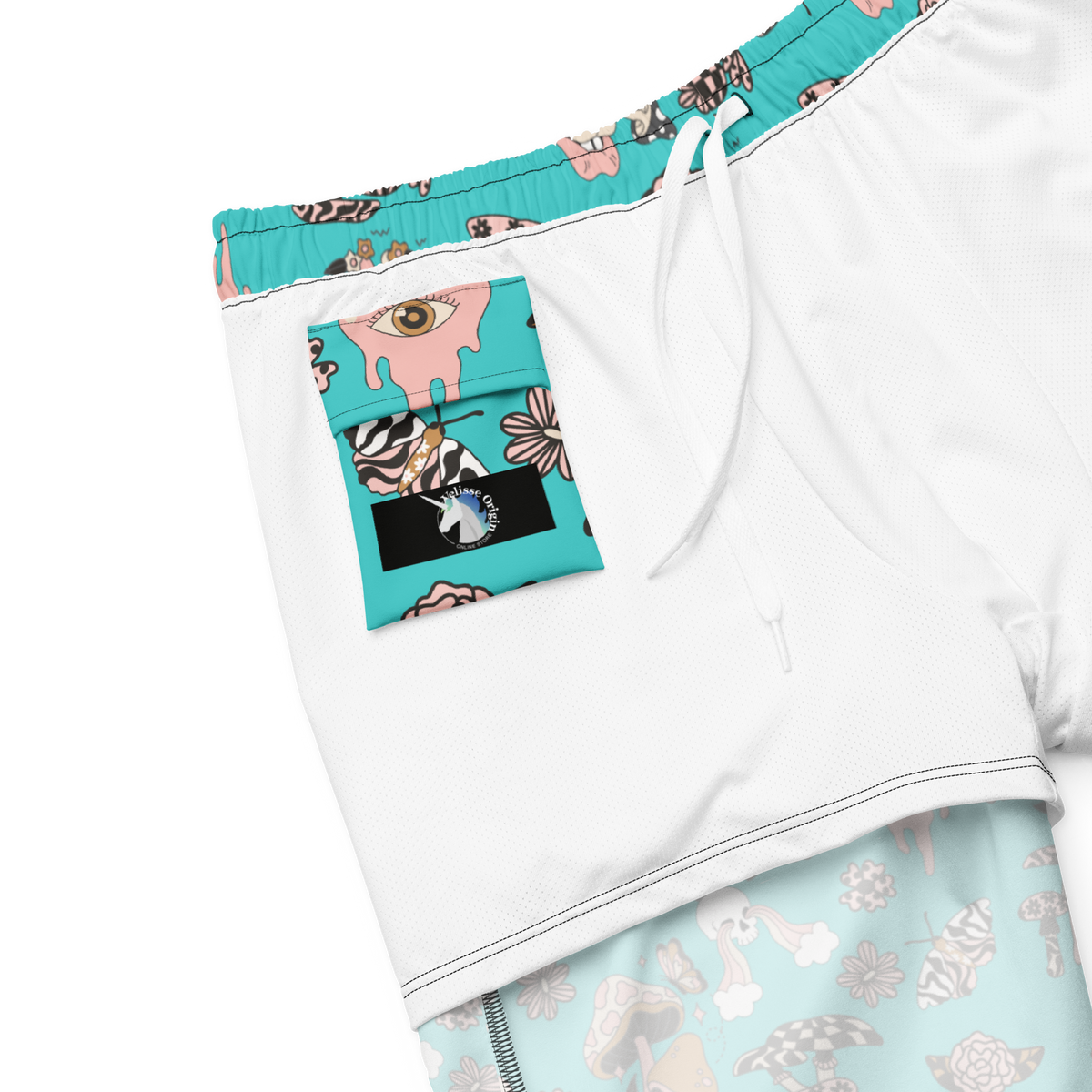 Turquoise, Fungi, Men's Swim Trunks, Swimwear, Beachwear, Summer, Activewear, Nature, Outdoors, Trendy, Fashion, Vacation, Pool, Quick-Dry, Comfortable, Stylish, Unique, Colorful