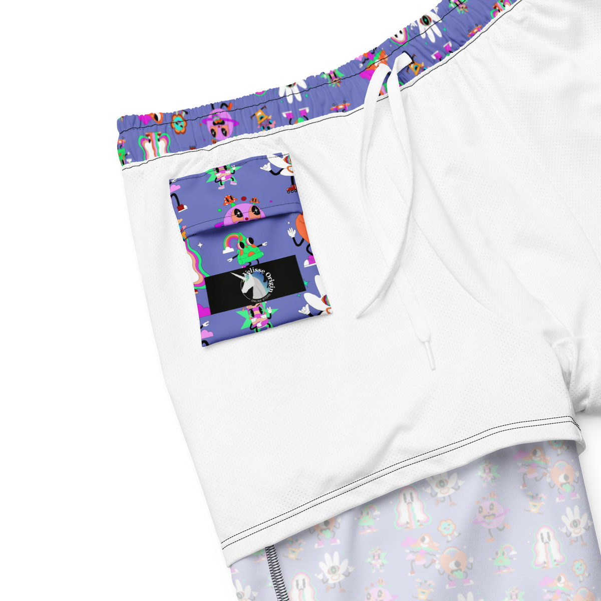 Whimsy, Wonderland, Men's Swim Trunks, Swimwear, Beachwear, Summer, Activewear, Fantasy, Trendy, Fashion, Vacation, Pool, Quick-Dry, Comfortable, Stylish, Unique, Fun, Colorful