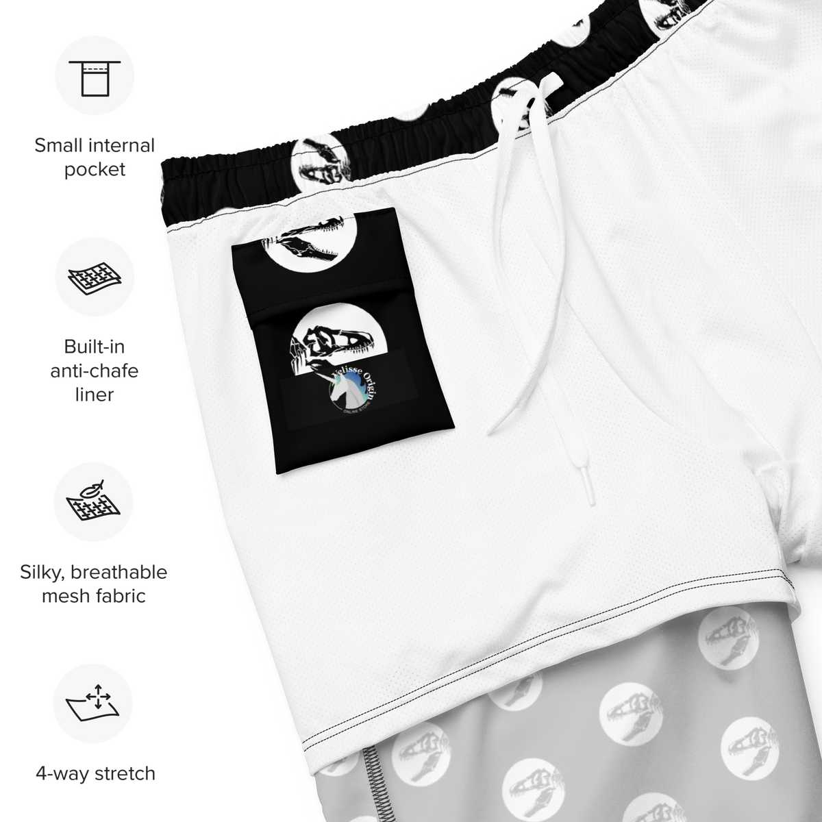 T-Rex, Dinosaur, Men's Swim Trunks, Swimwear, Beachwear, Summer, Activewear, Fun, Trendy, Fashion, Vacation, Pool, Quick-Dry, Comfortable, Stylish, Unique, Colorful, Playful