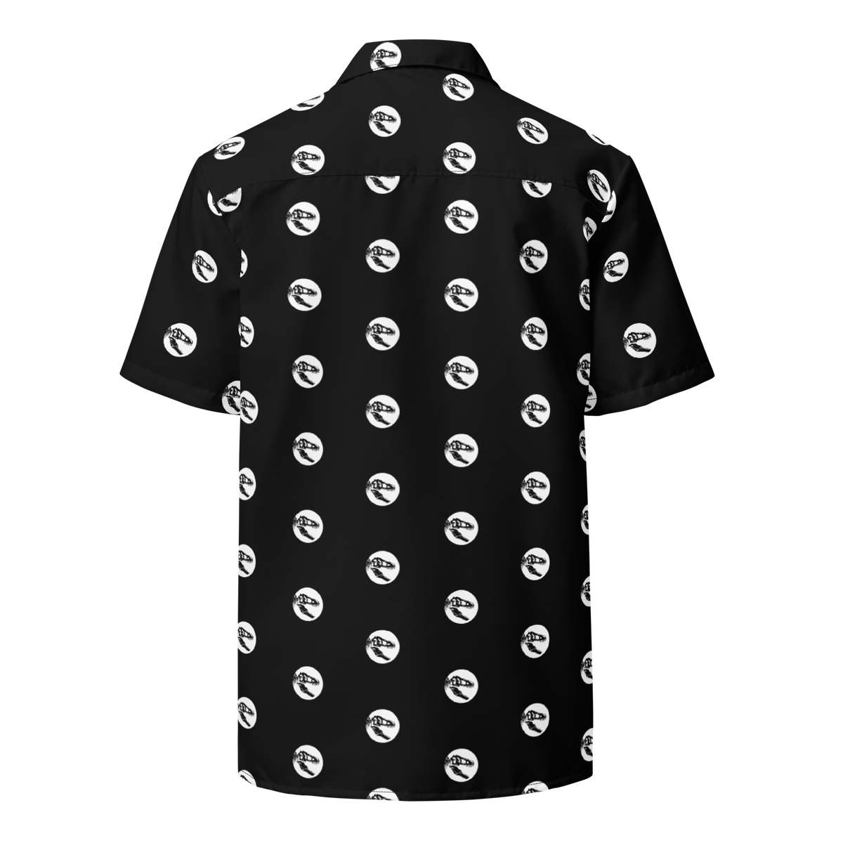 Oversized Button Shirt, T-Rex Skull Print, Jurassic Inspired, Prehistoric Fashion, Dinosaur Print Shirt, Statement Piece, Bold Print, Urban Fashion, Edgy Style, Trendy Apparel, Unique Design, Stand Out Shirt, Fashion Forward, Roar-worthy Style, Jurassic Charm, Eye-catching Shirt, Adventure Fashion, Streetwear, Urban Jungle, button up shirt
