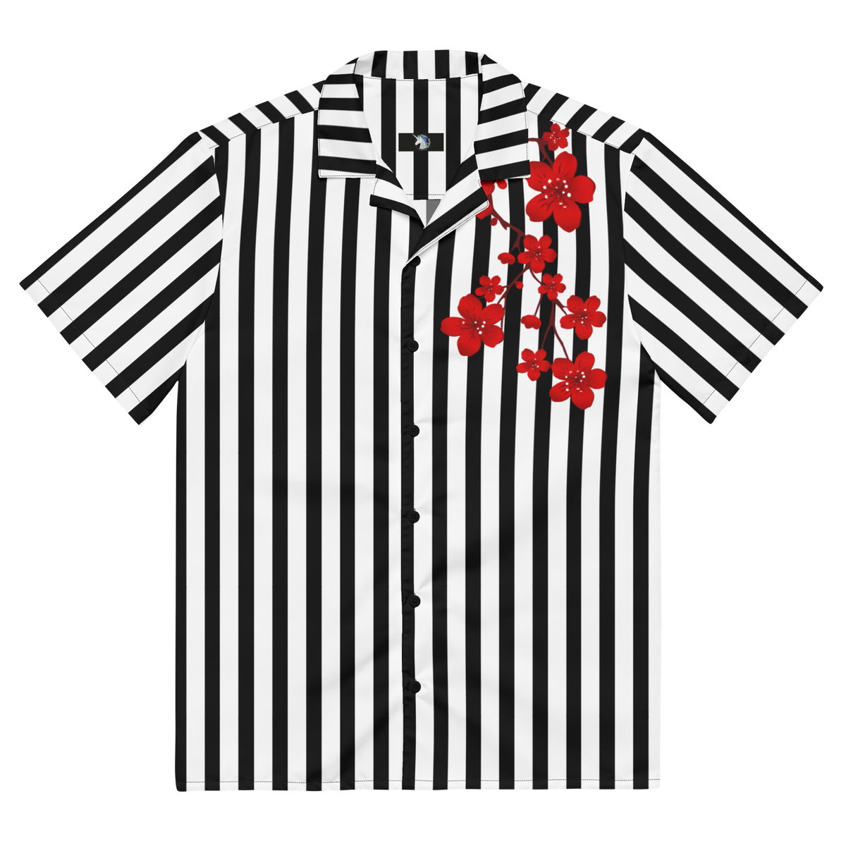 Black and White Stripes, Oversized Button Shirt, Blossom Print, Japan, Japanese Calligraphy, Fashion, Style, Versatile, Cultural, Heritage, Trendy, Classic, Elegance, Nature-inspired, Statement Piece, Unique, Fashionable, Modern, Traditional, Artistry, button up shirt