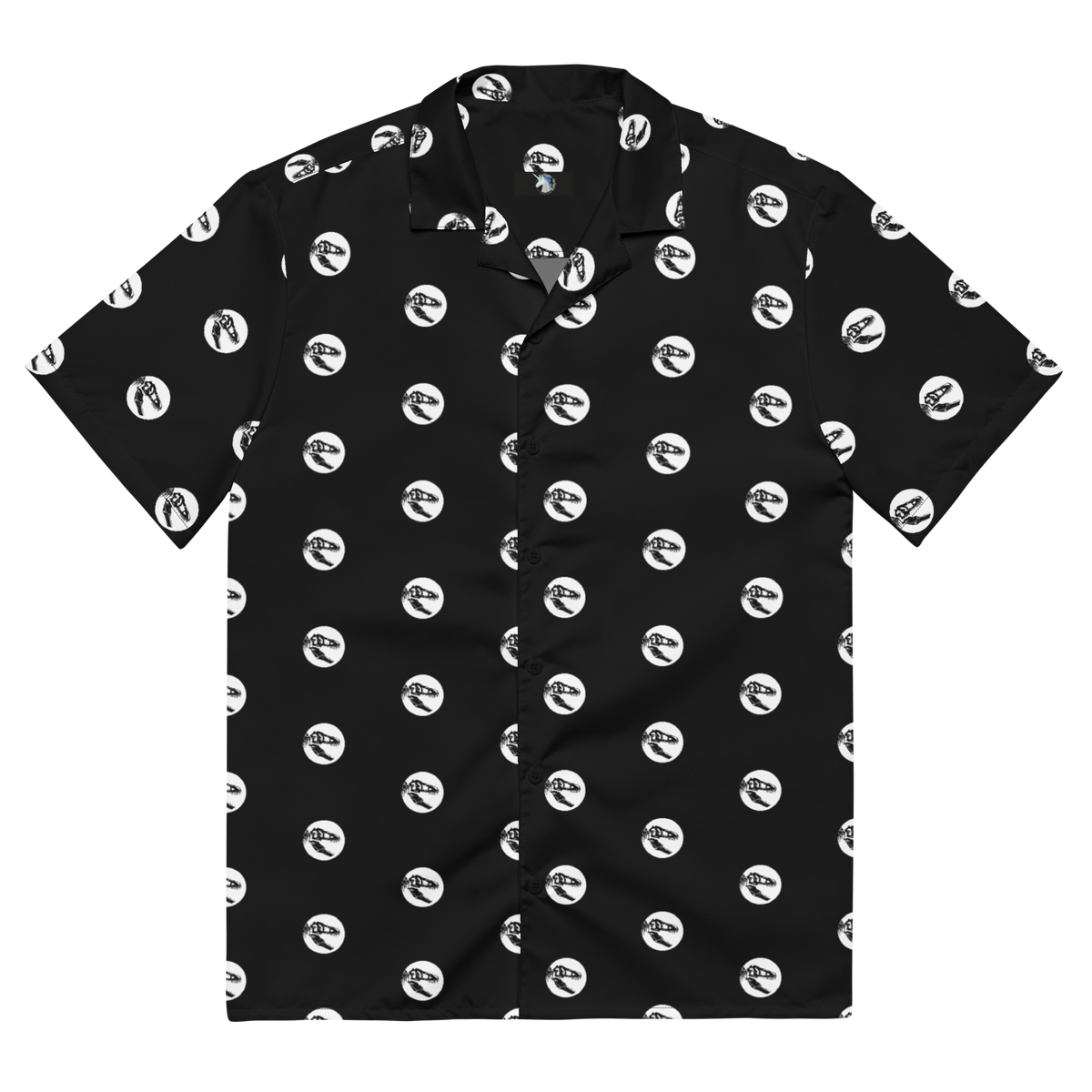 Oversized Button Shirt, T-Rex Skull Print, Jurassic Inspired, Prehistoric Fashion, Dinosaur Print Shirt, Statement Piece, Bold Print, Urban Fashion, Edgy Style, Trendy Apparel, Unique Design, Stand Out Shirt, Fashion Forward, Roar-worthy Style, Jurassic Charm, Eye-catching Shirt, Adventure Fashion, Streetwear, Urban Jungle, button up shirt