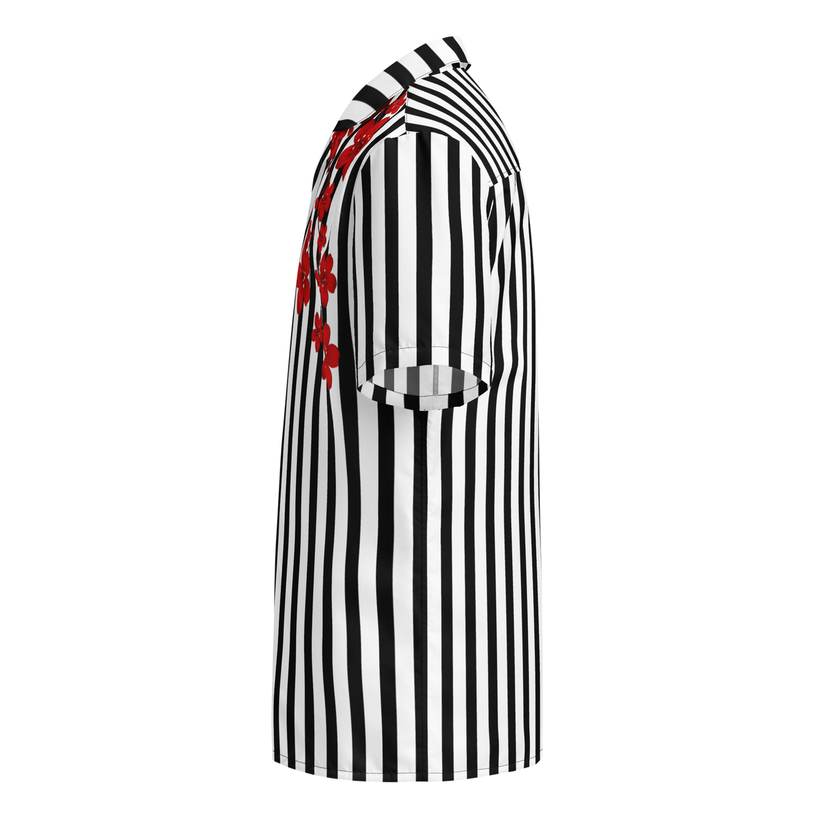 Black and White Stripes, Oversized Button Shirt, Blossom Print, Japan, Japanese Calligraphy, Fashion, Style, Versatile, Cultural, Heritage, Trendy, Classic, Elegance, Nature-inspired, Statement Piece, Unique, Fashionable, Modern, Traditional, Artistry, button up shirt