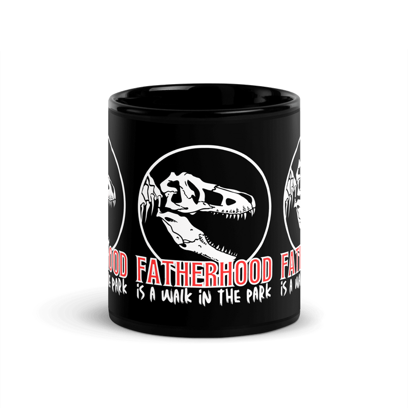 mug, dinosaur, fatherhood, parenting, family, dad life, humorous design, father's day, dad gift, light-hearted phrase, resilience, humor, coffee mug, tea mug, home decor, quality, laughter, gift for dad, unique design, relaxation, daily reminder, fatherhood it's a walk in the park