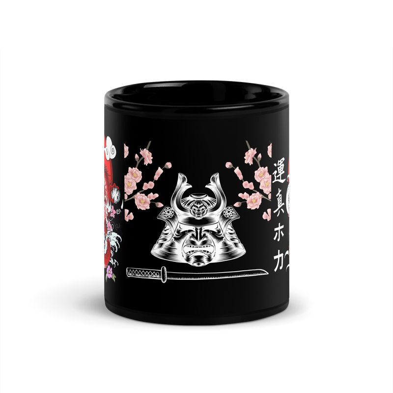 tokio japan tea mug, Tokio Japan, samurai mug, kawaii, japanese mug, japanese dragon mug, Japanese Dragon, japanese culture, japanese art, gift for him, gift for dad, coffee mug, black glossy mug