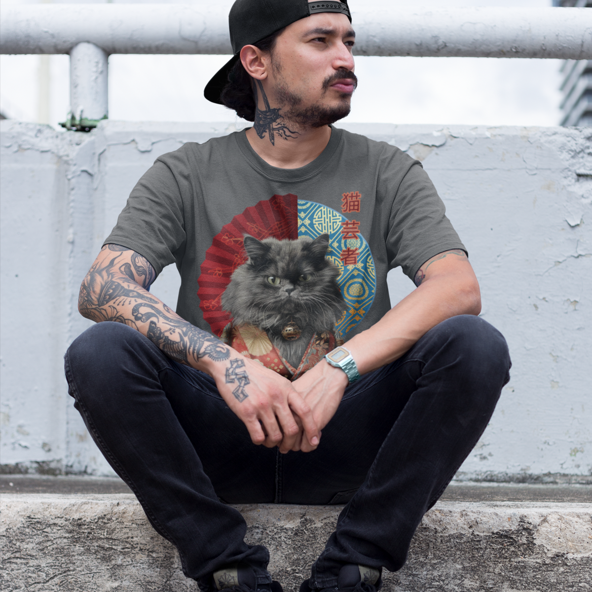 Siamese Cat Geisha, Japanese Kawaii Tee, Ninja Cat T-Shirt, Samurai Cat Tatoo, Samurai Cat Shirt, Ninja Samurai Kitten, Cat Lover T-Shirt, gift for cat lover, cat mom shirt, cat dad shirt, Kawaii Samurai cat, Traditional art, Japanese Art shirt, Samurai Cat