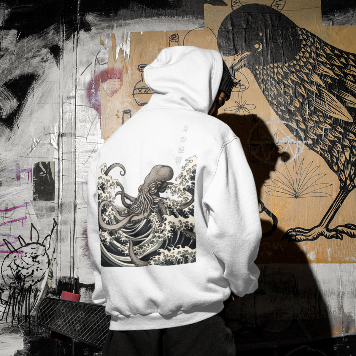 White- Japanese Octopus Hoodie, Cotton Hoodie, Japanese Octopus, Tokio Japan, Hoodie, Japanese Graphic Tee, Japanese Culture apparel, Japanese Hoodie, kawaii, Samurai Shirt, Japanese Art, Japanese Art Hoodie, Gift for dad, Gift for him, Japanese Calligraphy, Japanese Graphic Tee, ryohei fuke, david finch, oriental, wimmelbilder, kurzgesagt, shodo, manga style, carl eugen keel, maritime scenes, otto müller