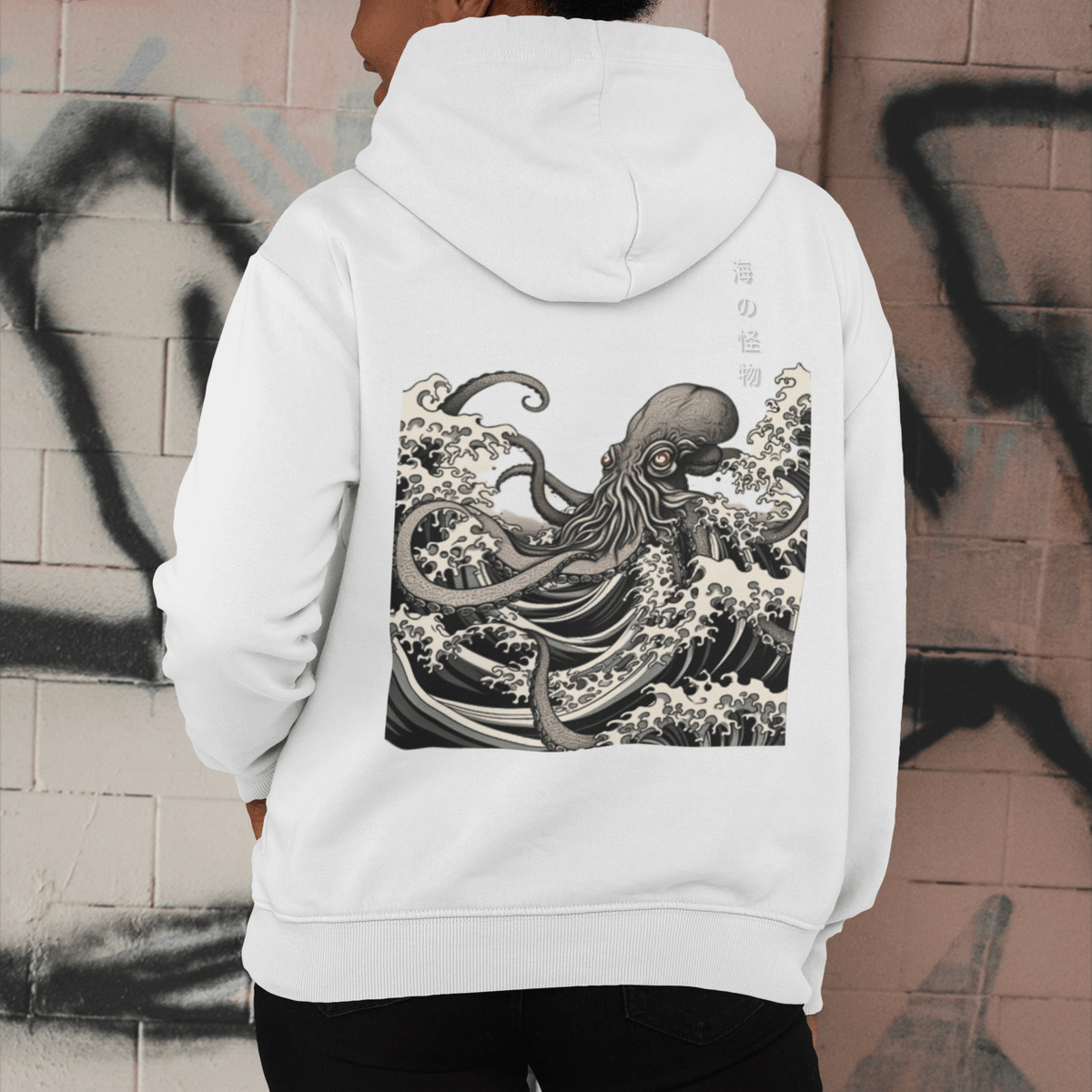 White- Japanese Octopus Hoodie, Cotton Hoodie, Japanese Octopus, Tokio Japan, Hoodie, Japanese Graphic Tee, Japanese Culture apparel, Japanese Hoodie, kawaii, Samurai Shirt, Japanese Art, Japanese Art Hoodie, Gift for dad, Gift for him, Japanese Calligraphy, Japanese Graphic Tee, ryohei fuke, david finch, oriental, wimmelbilder, kurzgesagt, shodo, manga style, carl eugen keel, maritime scenes,  otto müller