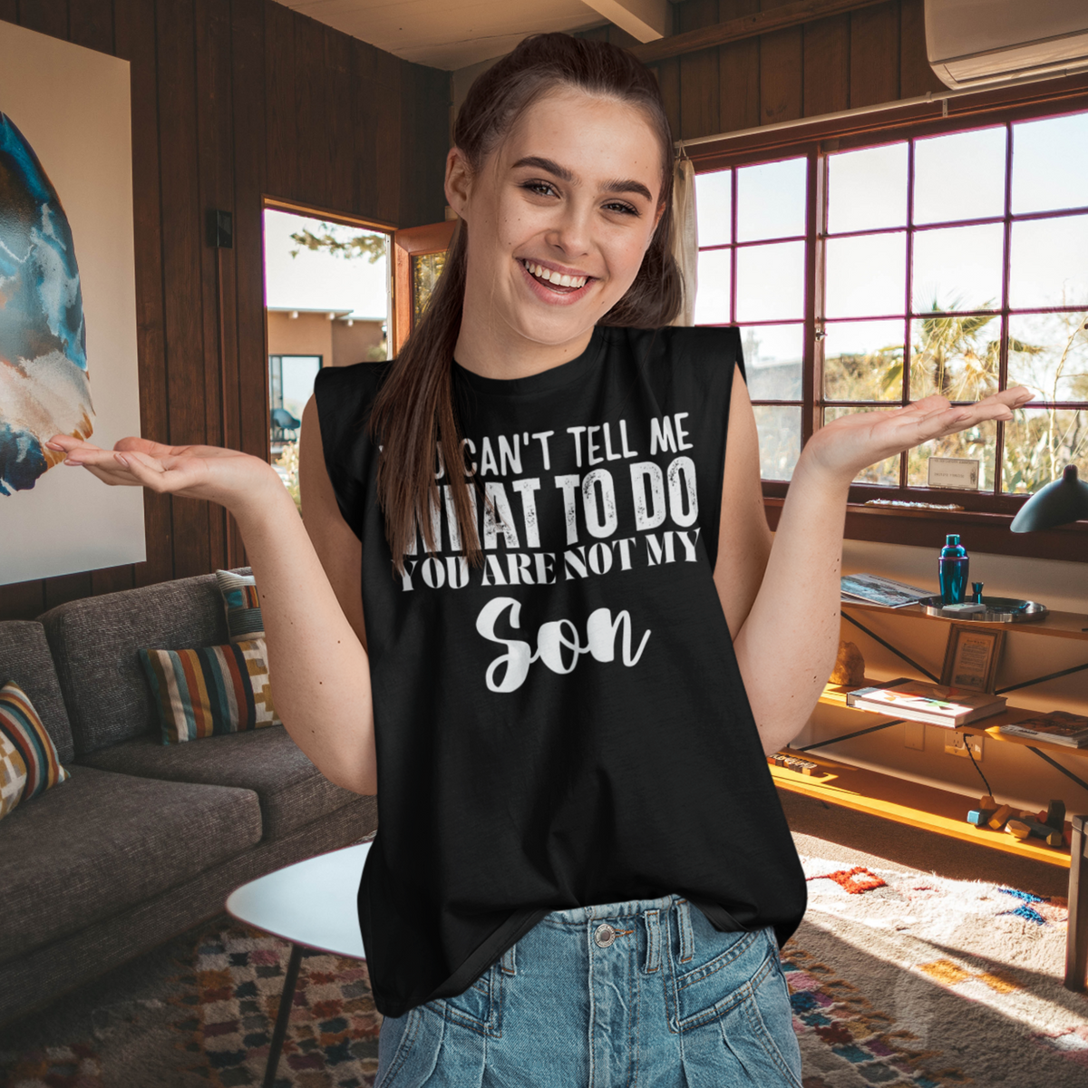 Dad Shirt, Fathers Day Shirt, Funny Mens Shirt, Funny Dad Shirt, Tell me what to do, Gift for him, Gift for her, New Papa Gift, Funny Mom Shirt, Mom Shirt, New Dad Shirt, Father Shirt, Dad tee, You Can't tell me What To Do You Are Not My Son Shirt, Muscle Shirt, Sleeveless Shirt