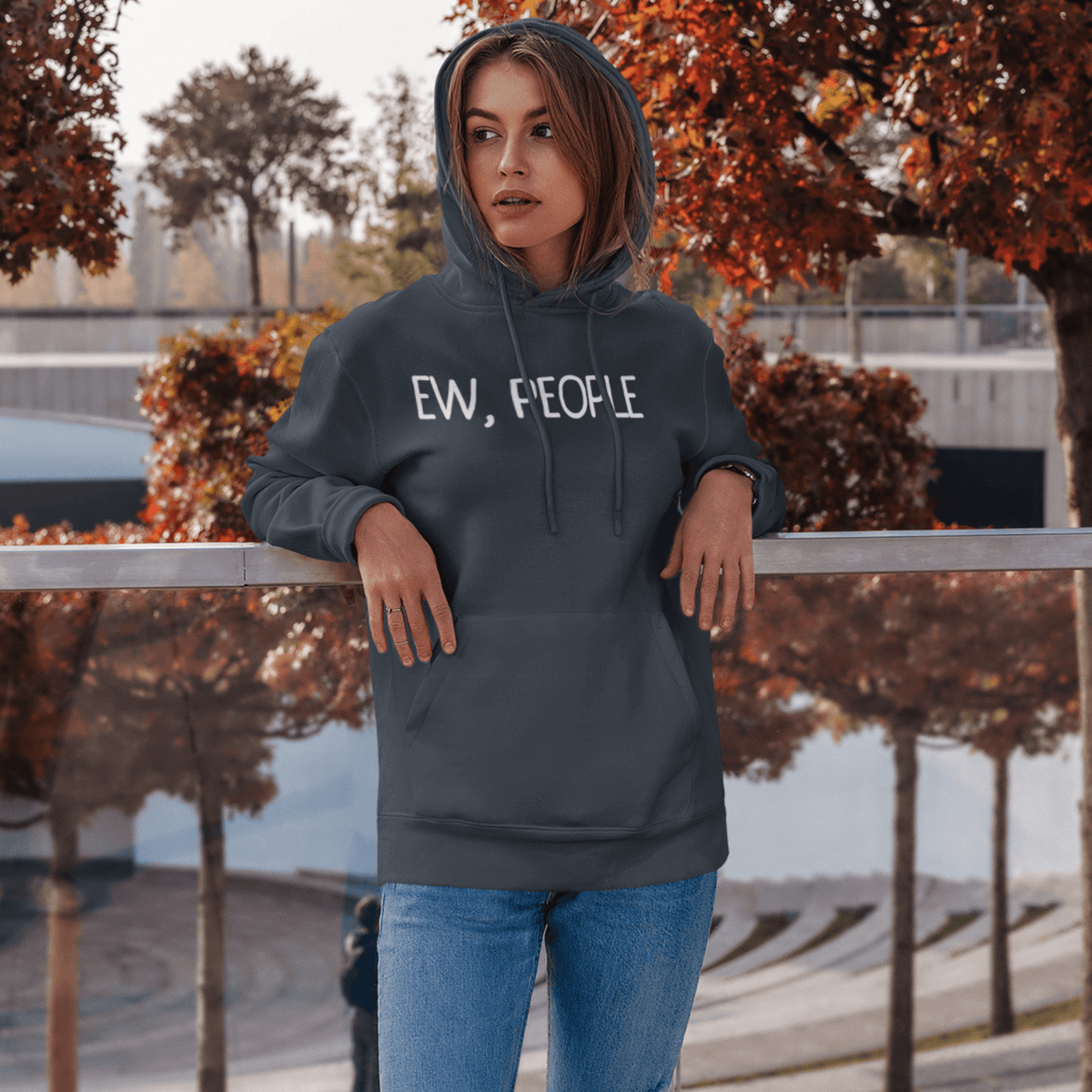 Navy- Hooded Sweatshirt, Funny Hoodie, Introvert Apparel, Humor Clothing, Statement Hoodie, Cozy Comfort, Quirky Fashion, Sassy Style, Casual Wear, Playful Prints, Personality Clothing, Witty Attire, Anti-Social Vibes, Relaxed Fit, Introvert Pride, Lighthearted Layers, Conversational Hoodie, Solitude Fashion, Unique Statements, Weekend Lounge, Attitude Attire, Chill Outfits, ew people, ew people hoodie, ew people tee