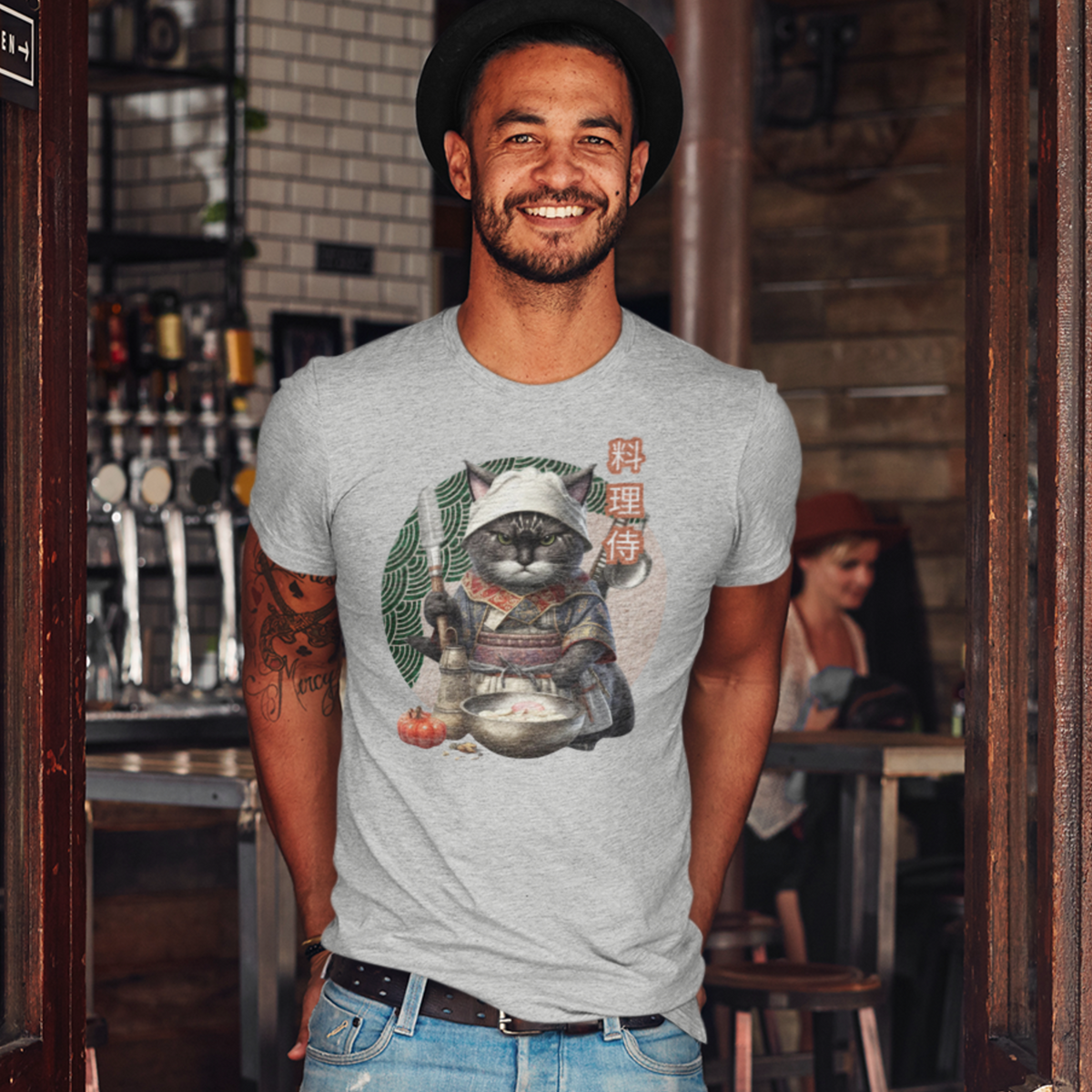 Tokio Japan, Samurai cat tee, Samurai Cat, Tattoo Style Shirt, Samurai, Ninja, Samurai Kitten, Ninja cat tshirt, Ninja Cat, kawaii, Japanese Kawaii, Ninja Cat T-Shirt,  Japanese Calligraphy, gift for him, gift for her, gift for cat lover, Cat Lover T-Shirt