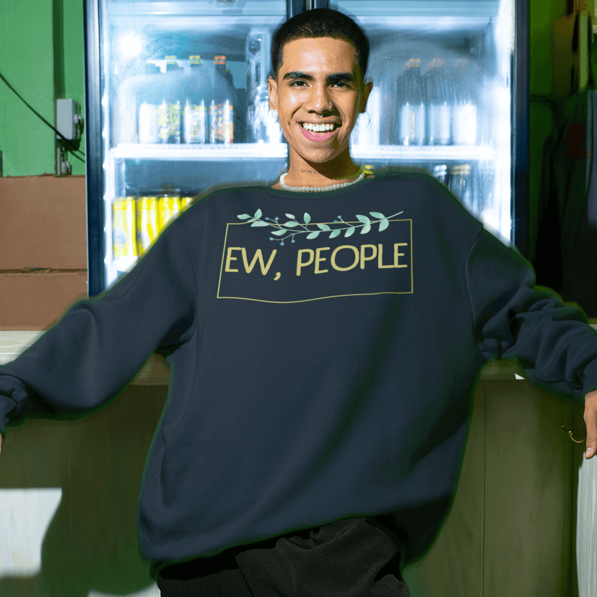 Navy- Sweatshirt, Humor Clothing, Introvert Apparel, Statement Print, Cozy Comfort, Casual Style, Quirky Fashion, Sassy Attire, Personality Piece, Playful Prints, Anti-Social Vibes, Relaxed Fit, Humorous Wear, Lighthearted Layers, Expressive Fashion, Introvert Pride, Chill Outfits, Unique Statements, Conversational Sweatshirt, Attitude Attire, Solitude Fashion, Weekend Wardrobe, ew people, ew people sweatshirt, ew people tee