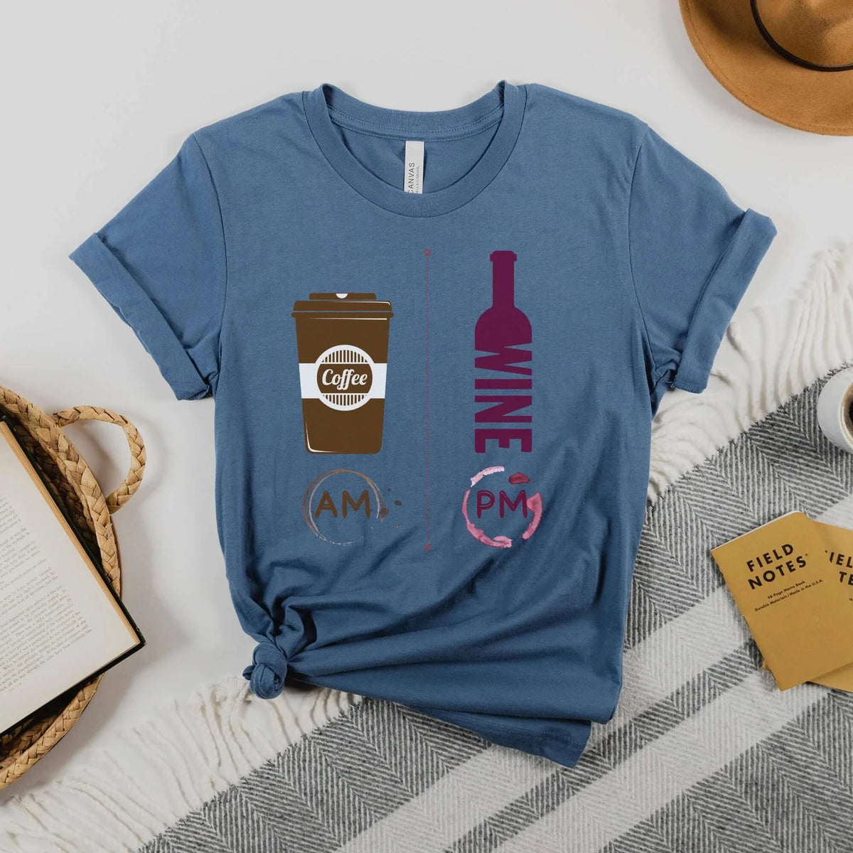 Coffee AM Wine PM, Wine Shirt, Wine Lover Shirt, Coffee T-Shirt, Workout Shirt, Gift for Friend, Funny, Party Tees, Wine, Coffee Gift Idea