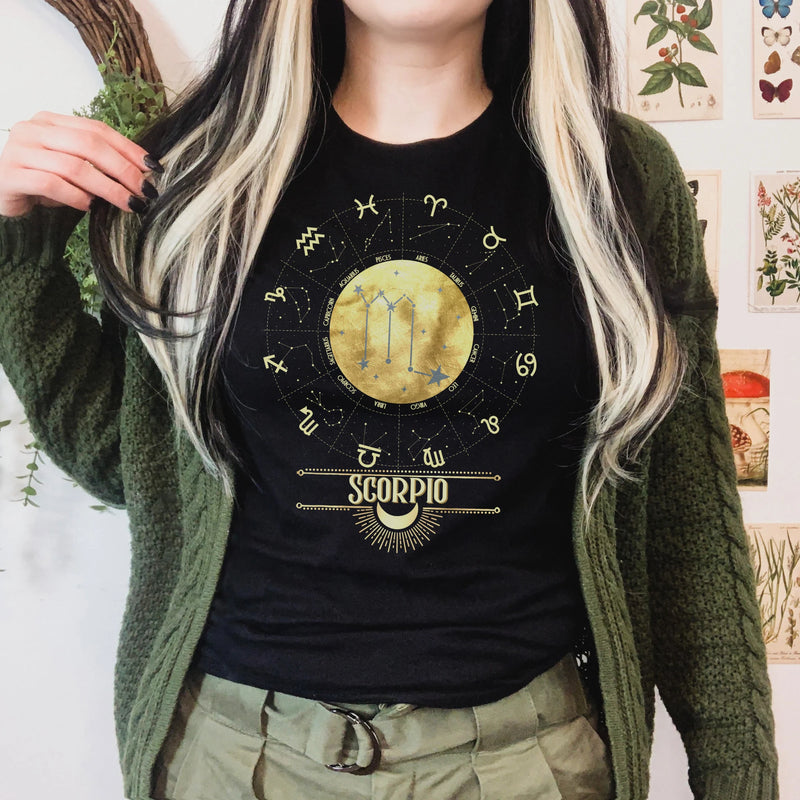 zodiac tshirt, scorpio tee, horoscope, birthday t-shirt, gift for scorpio, gift for her, October birthday gift, November birthday gift, October girl, November girl, Scorpio girl, Scorpio birthday, Scorpio zodiac, Scorpio horoscope, Astrology, Scorpio sign, Zodiac constellation, horoscope shirt, gift for Scorpio