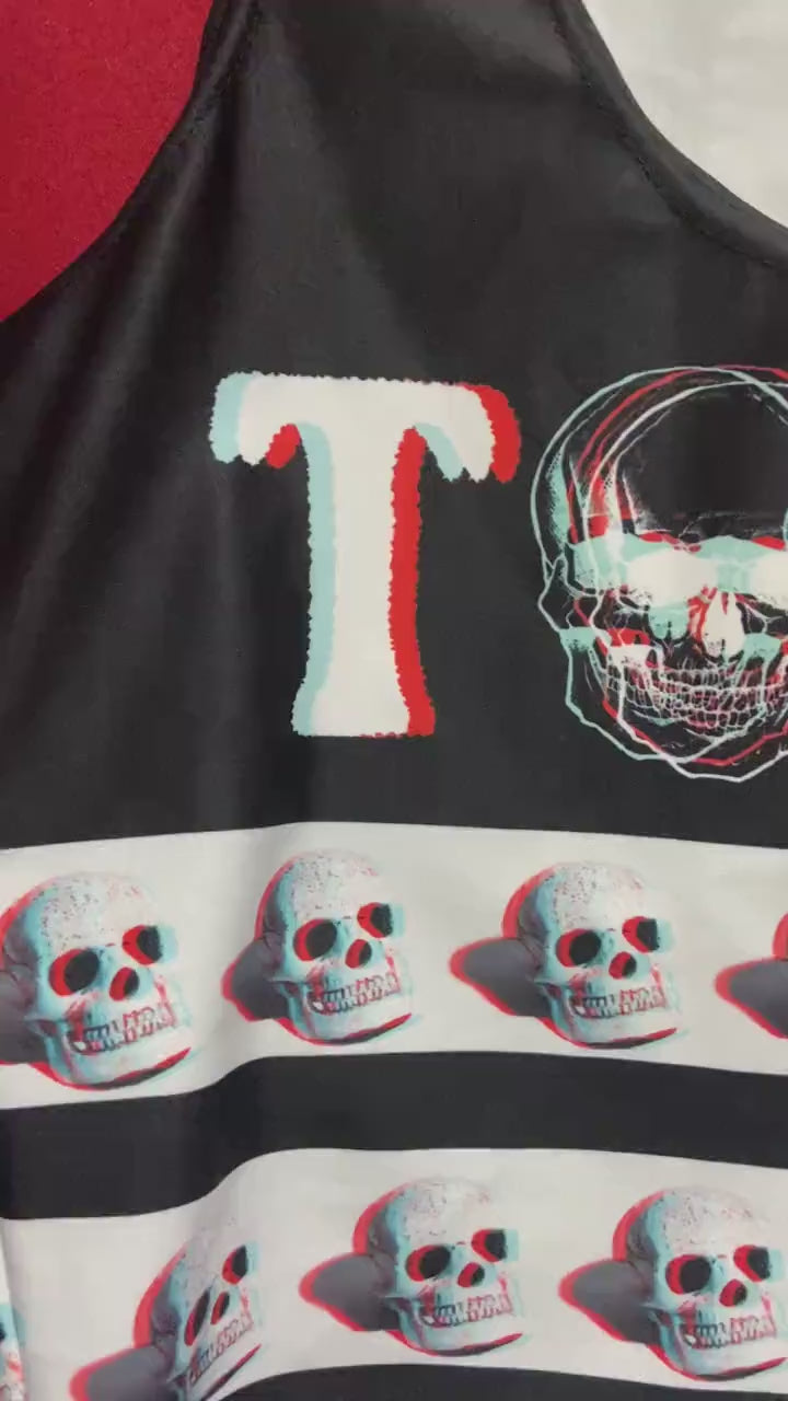 Skull Crop Top, Skulls Shirt, Stereotypical Rebellious Shirt, Rockabilly Crop Top, Punk Rocker, Hot Topic type, Goth Top, Emo, Gift for Her 