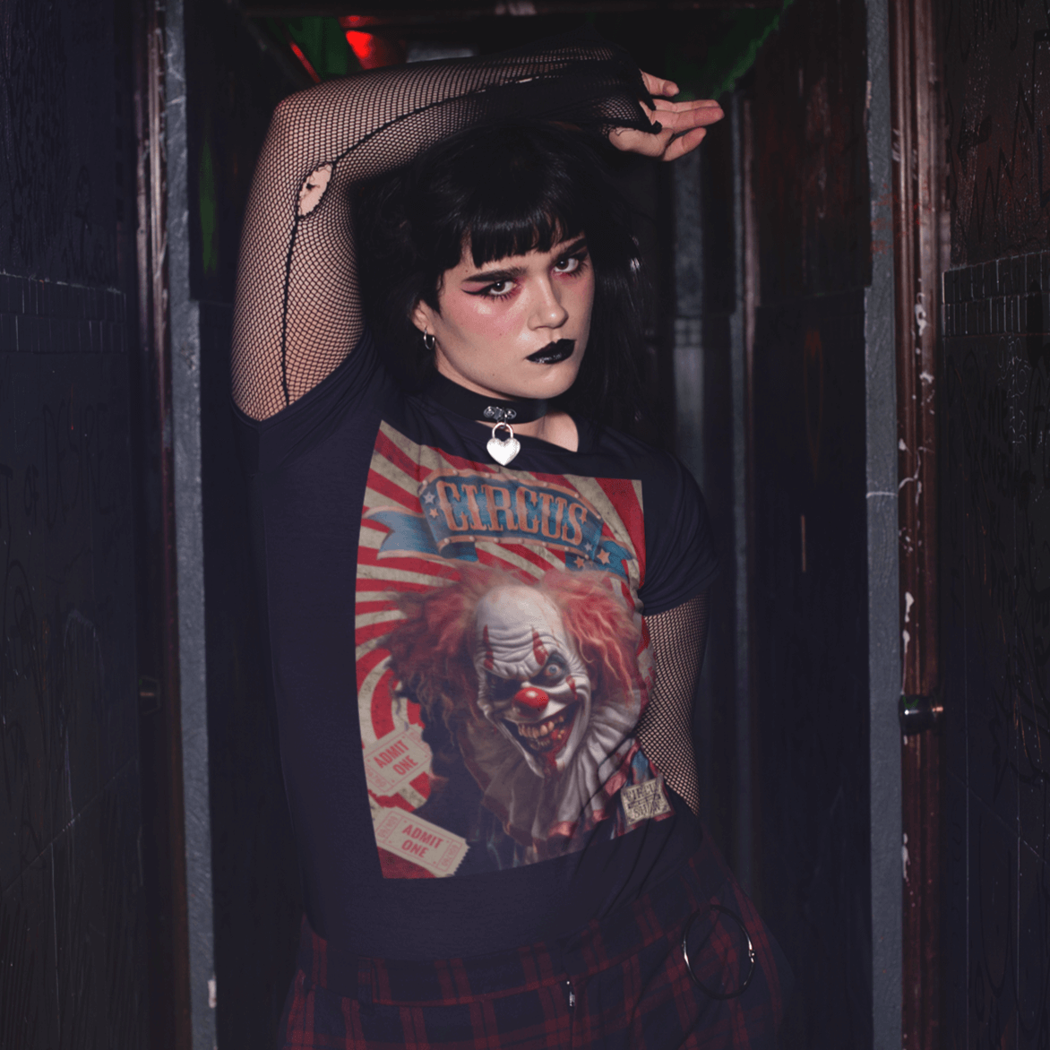 Circus Show, Creepy Clown, Spectacle Style, Carnival Chic, Eerie Ensemble, Unconventional Fashion, Circus Magic, Show stopper Wear, Mysterious Threads, Come One Come All, Quirky Apparel, Dark Circus, Enigmatic Fashion, Haunting Style, Eccentric Clothing, Strange Spectacle, Mystical Wardrobe, Carnival Vibes, Whimsical Wear, Circus Couture