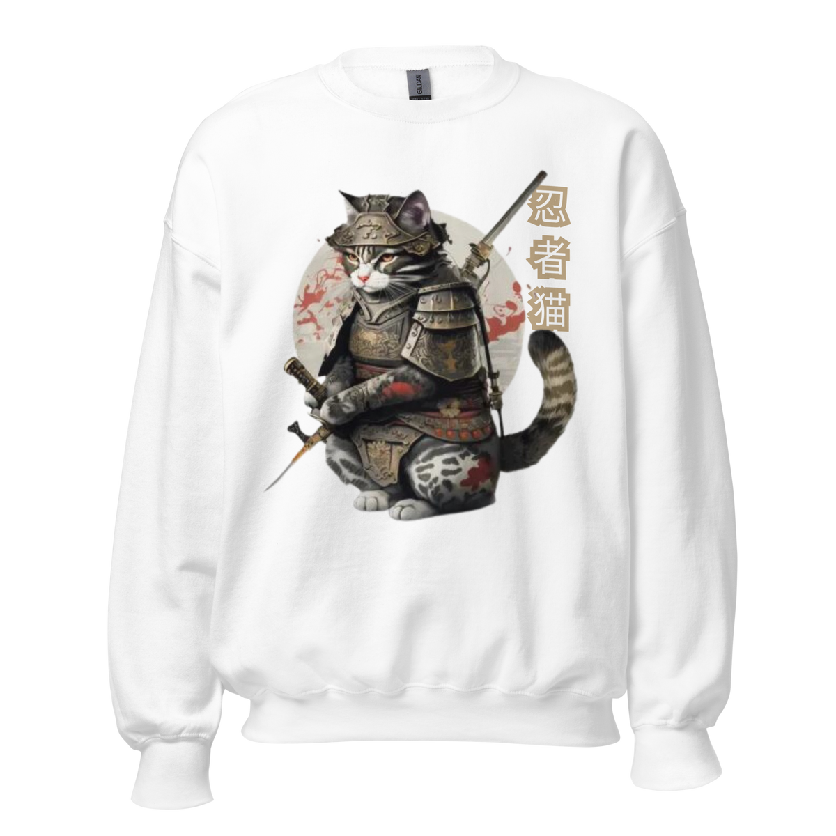 White- Tokio Japan,  Samurai cat sweatshirt,  Samurai Cat, Tattoo Style sweatshirt,  Samurai cat,  Samurai,  Ninja, Samurai Kitten,  Ninja cat sweatshirt,  Ninja Cat,  kawaii,  Japanese Kawaii, Ninja Cat sweatshirt,  Japanese Calligraphy,  gift for him,  gift for her,  gift for cat lover,  Cat Lover sweatshirt, sweatshirt
