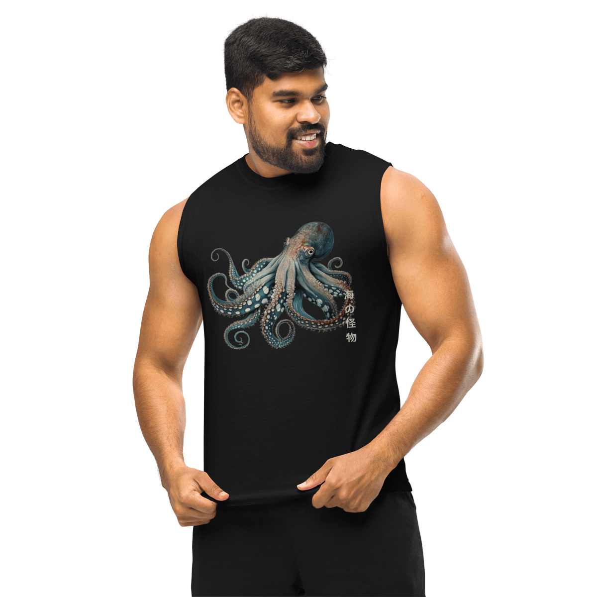 Japanese Octopus Muscle Shirt, Japanese Octopus, Tokio Japan, Gift for him, Gift for dad, Tee, Tank Top, Shirt, kawaii, Japanese Graphic Tee, Japanese Culture apparel, Japanese Tank Top, Japanese Calligraphy, Samurai Shirt