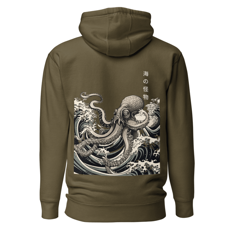 Army- Japanese Octopus Hoodie, Cotton Hoodie, Japanese Octopus, Tokio Japan, Hoodie, Japanese Graphic Tee, Japanese Culture apparel, Japanese Hoodie, kawaii, Samurai Shirt, Japanese Art, Japanese Art Hoodie, Gift for dad, Gift for him, Japanese Calligraphy, Japanese Graphic Tee, ryohei fuke, david finch, oriental, wimmelbilder, kurzgesagt, shodo, manga style, carl eugen keel, maritime scenes,  otto müller